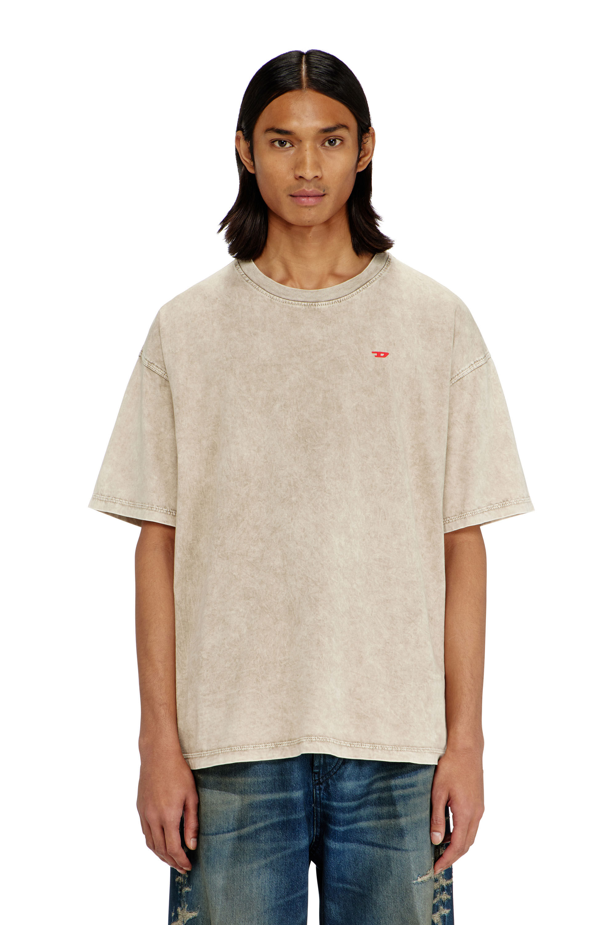 Diesel - T-BOXT-AA14, Man's Cotton T-shirt with treated effect in Beige - 3