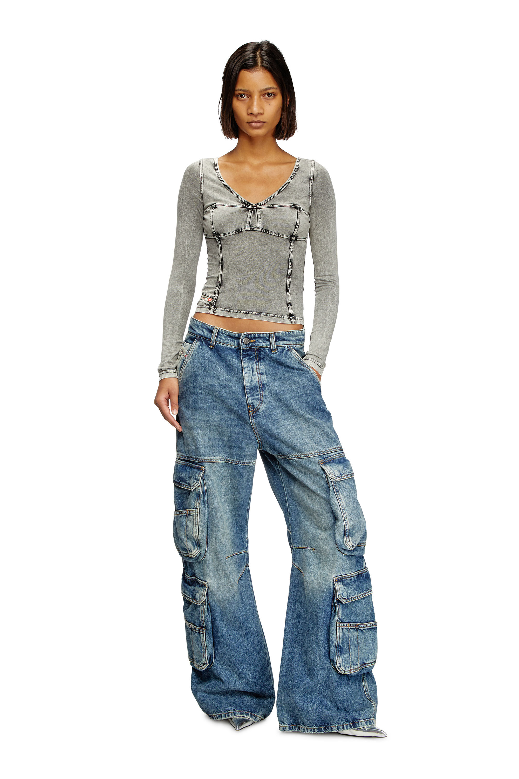 1996 D-Sire Women: Cargo Jeans with pockets, medium blue 1996 D-Sire Women: Cargo Jeans with pockets, medium blue