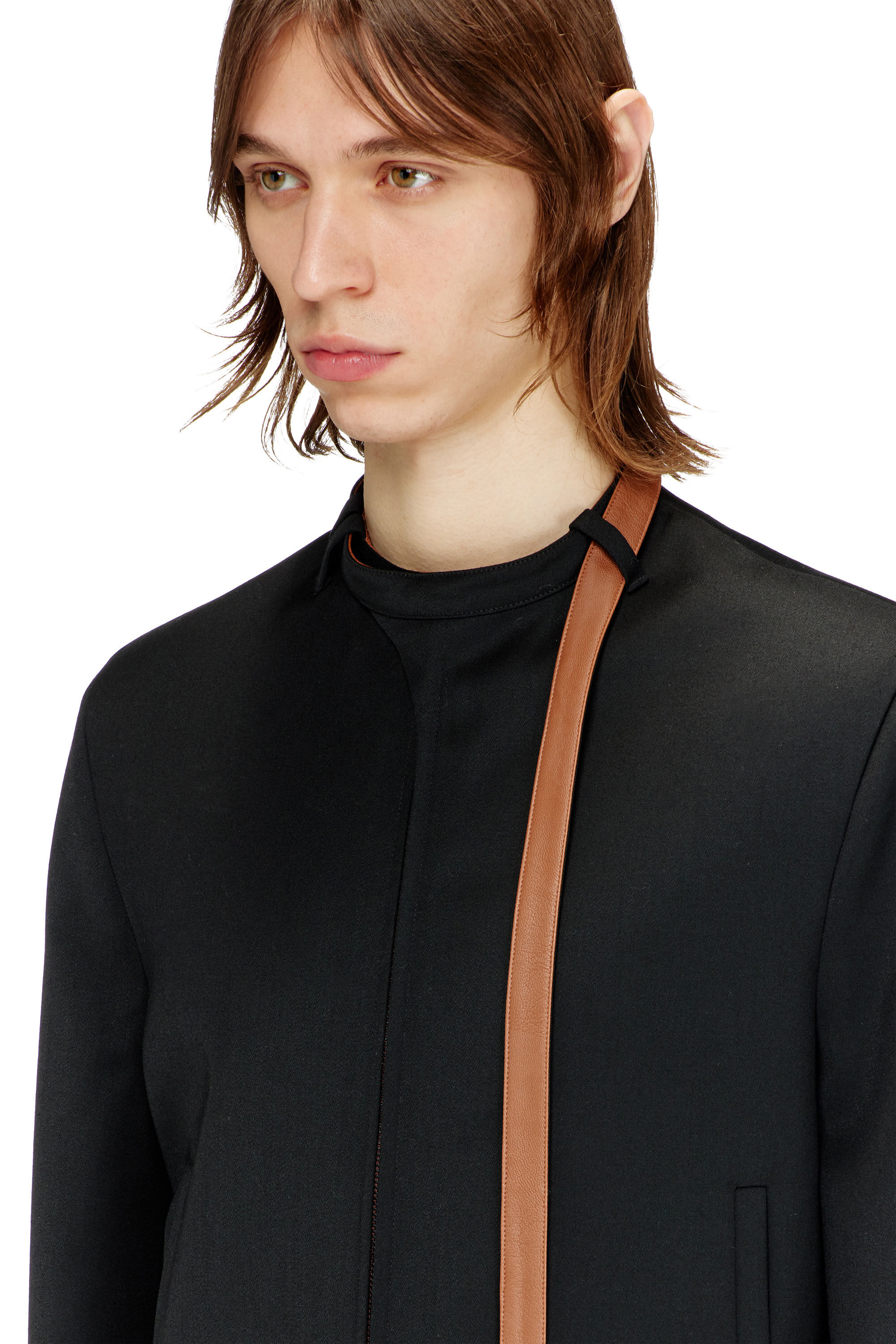 Diesel - J-NURIEL-A, Man's Tailored jacket with biker neck strap in Black - 5