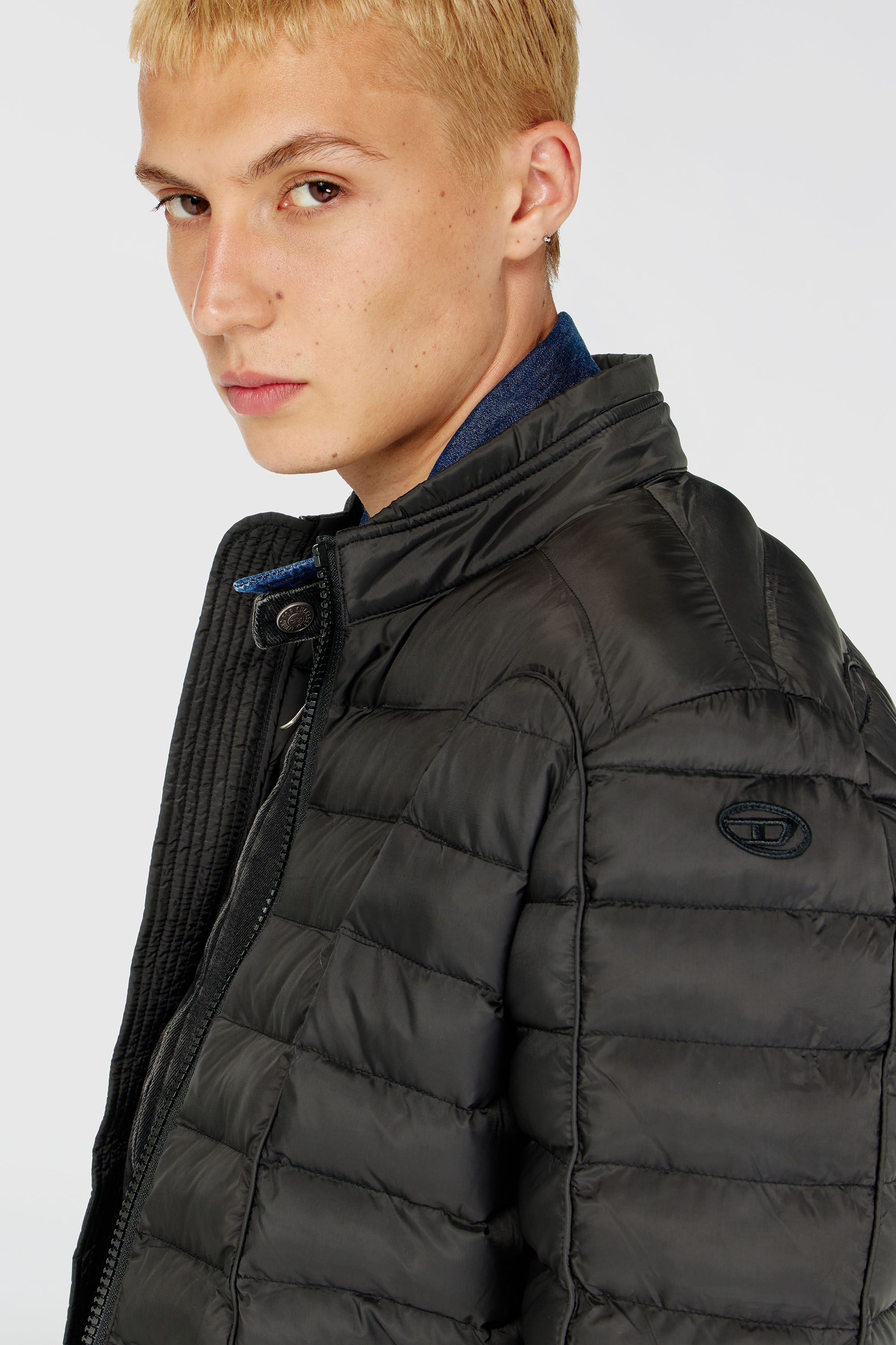 Diesel - W-PILOT, Man's Puffer jacket in light nylon in Black - 5