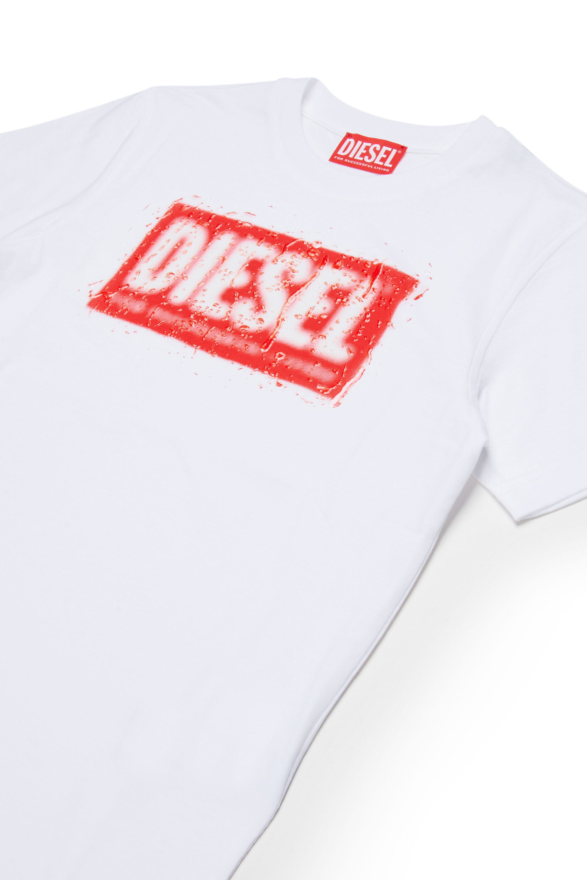 Diesel - TADJUSTQ10, Man's Cotton T-shirt with logo print in White - 3