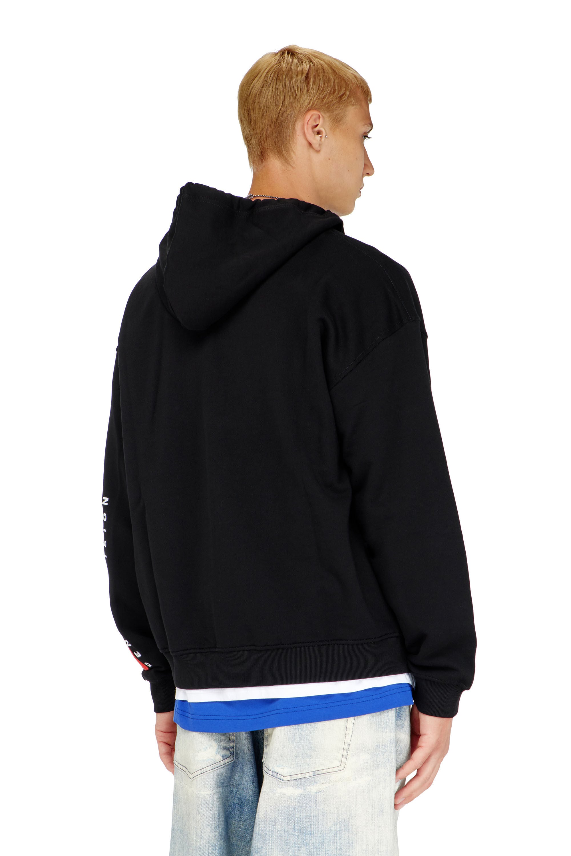 Men's Hoodie with logo patch embroidery | Black | Diesel KR
