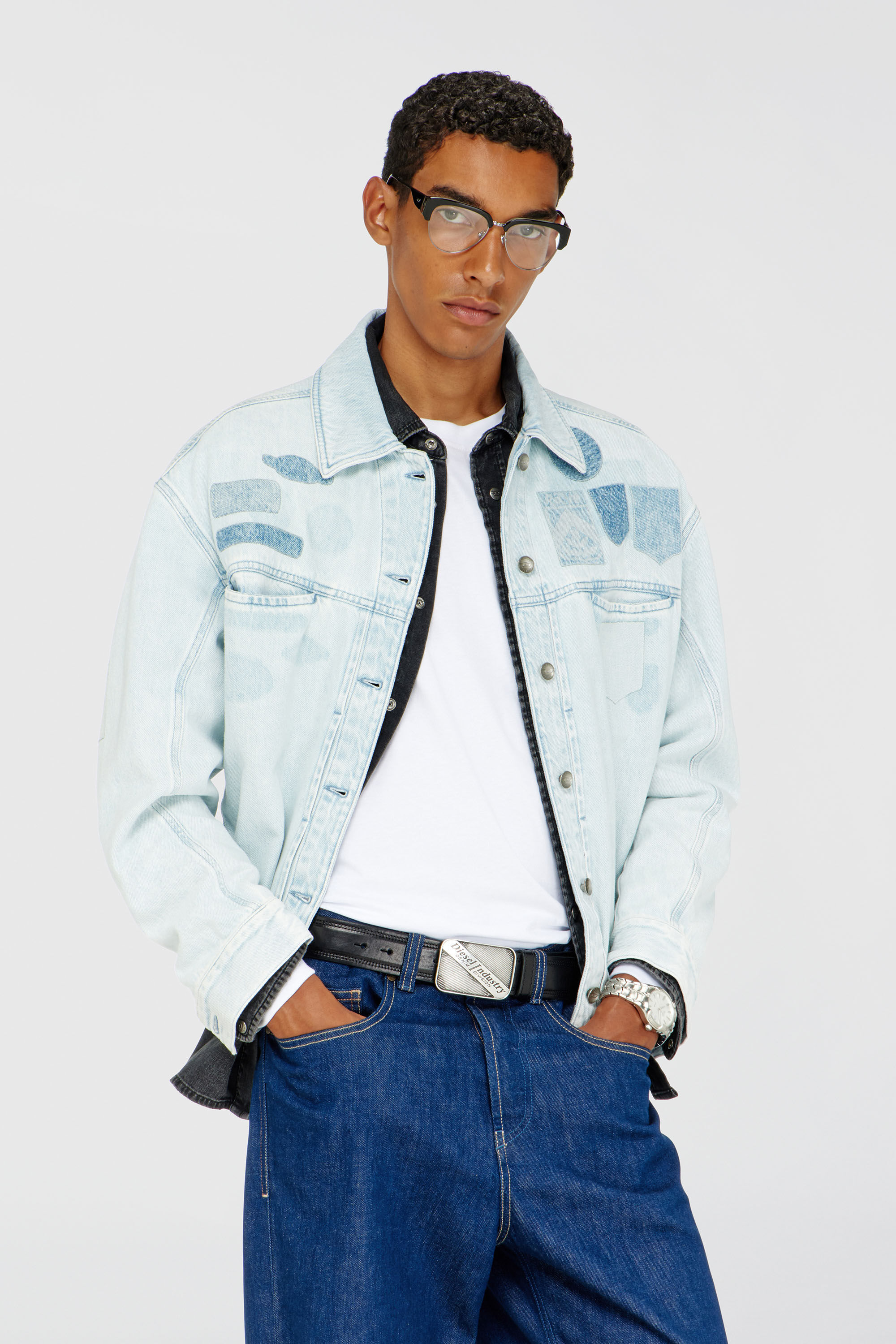 Diesel - D-RYMAVO-S, Unisex's Denim overshirt with patch effects in Light Blue - 3