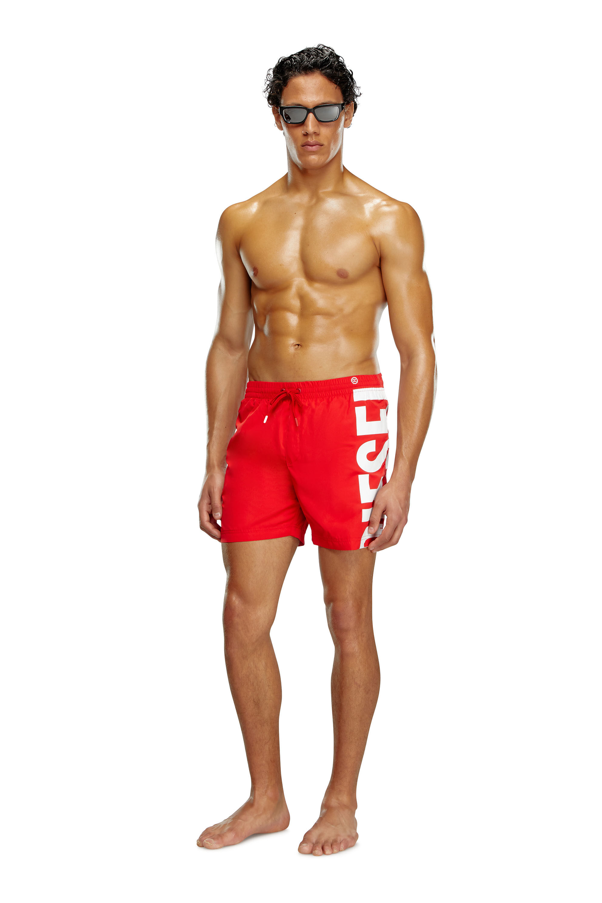 Diesel - BMBX-RIO-41, Man Board shorts with side logo print in Red - Image 2