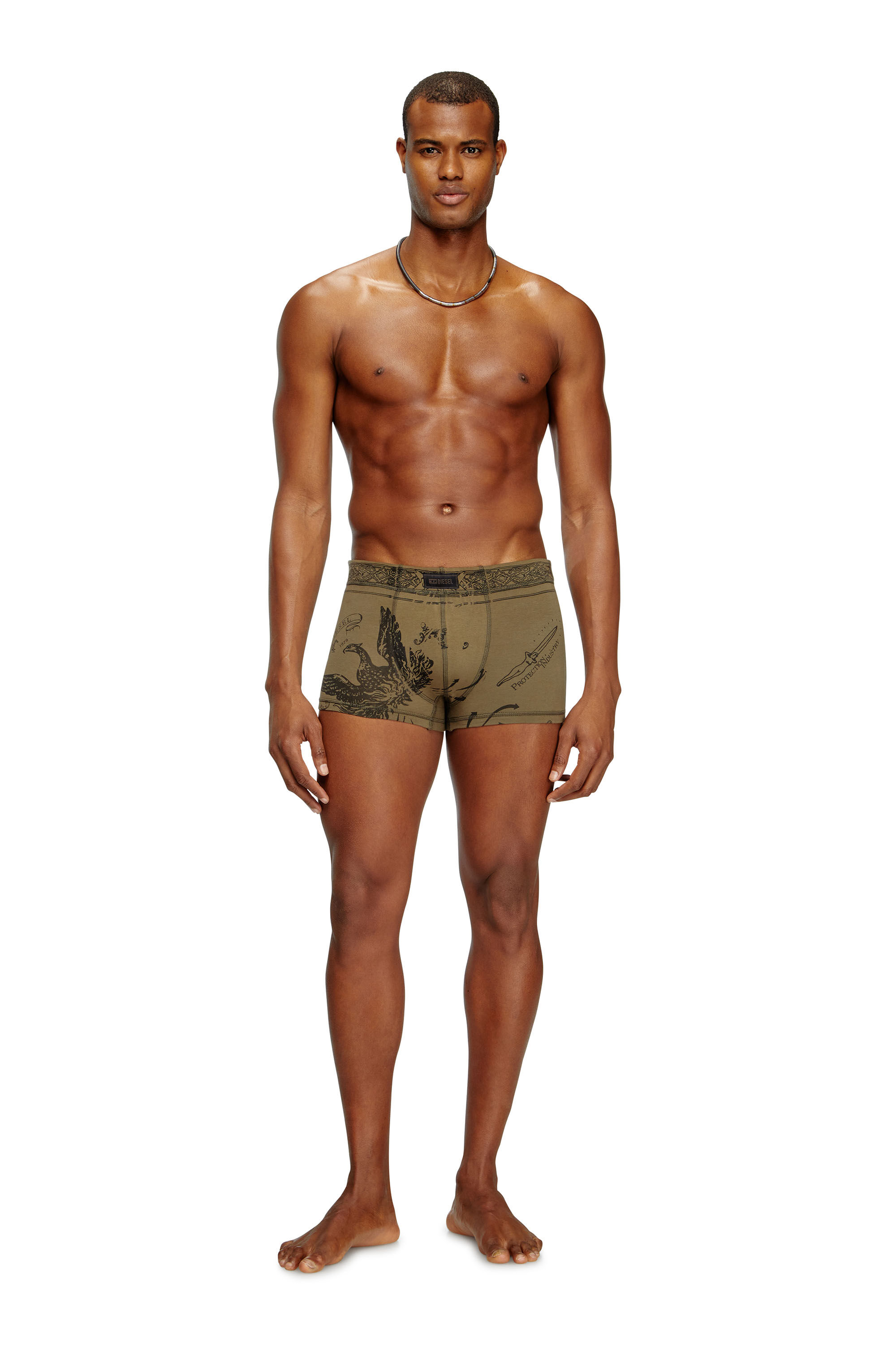 Diesel - DAMIEN-UTLT, Man's Boxer briefs with Phoenix print in Military Green - 3