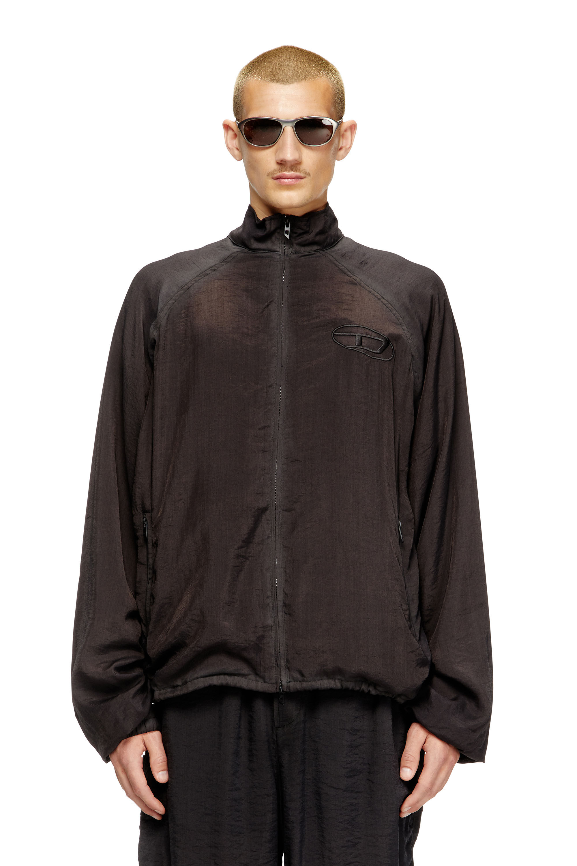 Diesel - J-HENRI-SOUVENIR, Man's Souvenir-style embroidered track jacket in Dark grey - 2