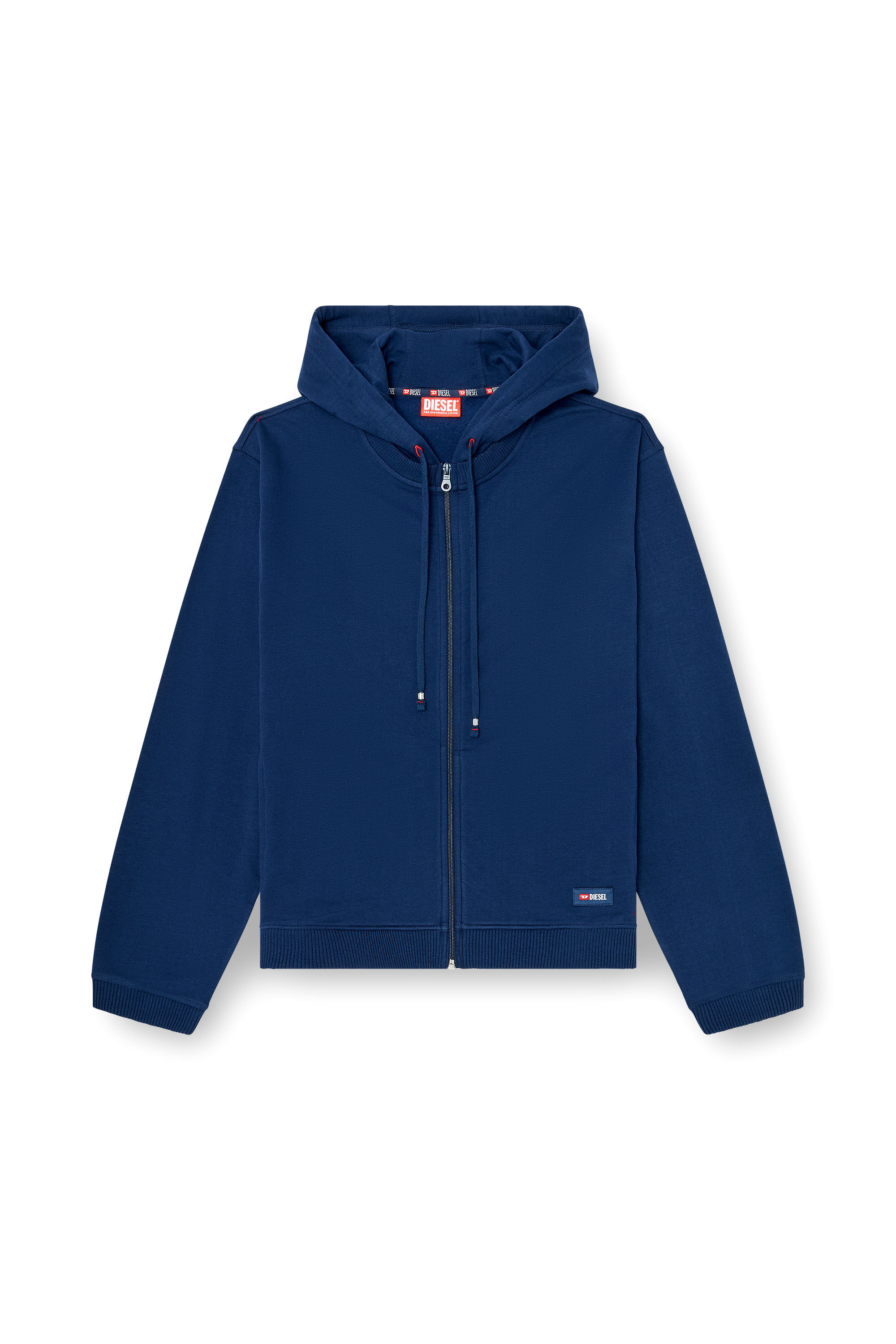 Diesel - JOY-D-CORE, Man's Hoodie in peached cotton blend in Blue - 2