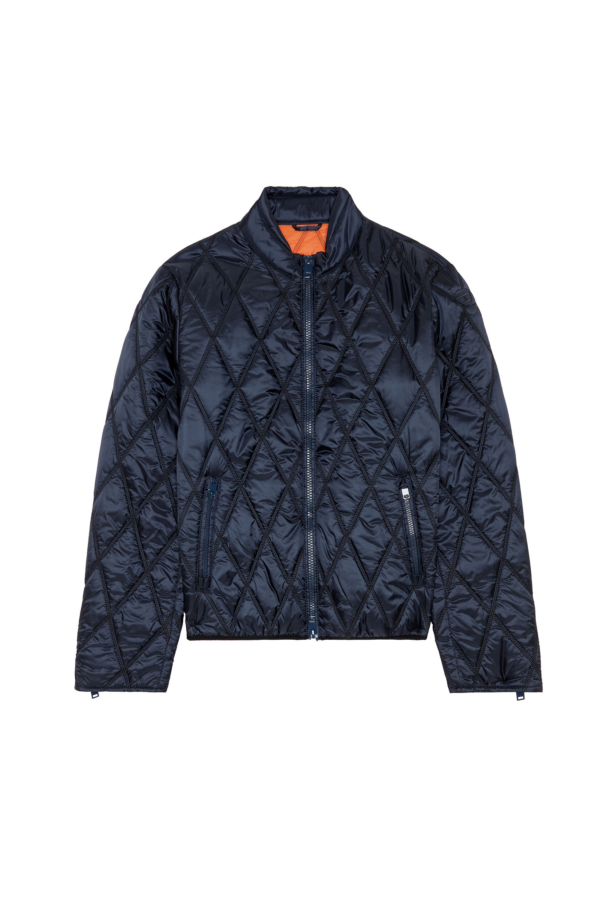 Diesel - J-NIEL, Man Mock-neck jacket in quilted nylon in Blue - Image 6