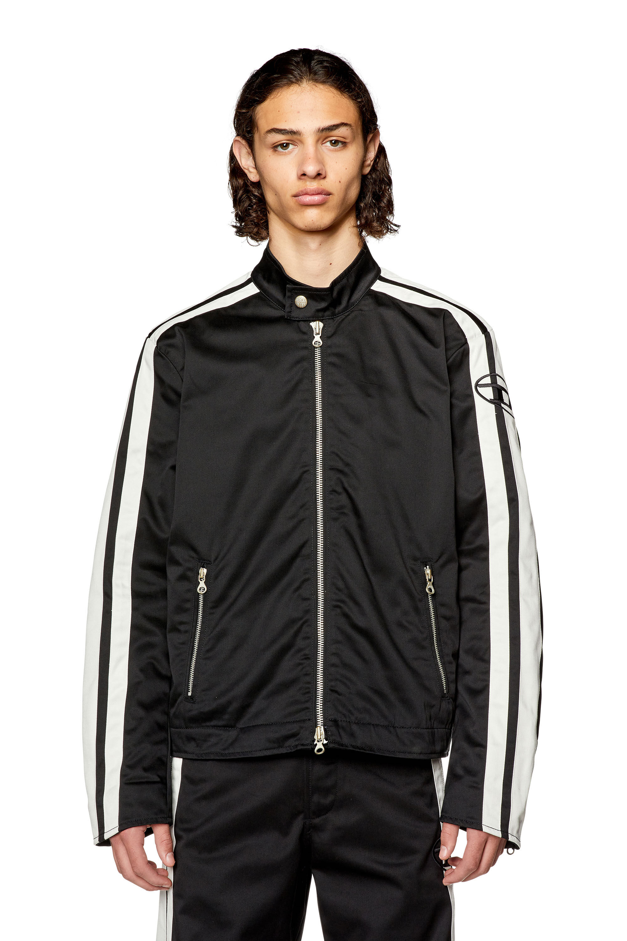 Men s Biker jacket in padded cotton with bands Multicolor Diesel