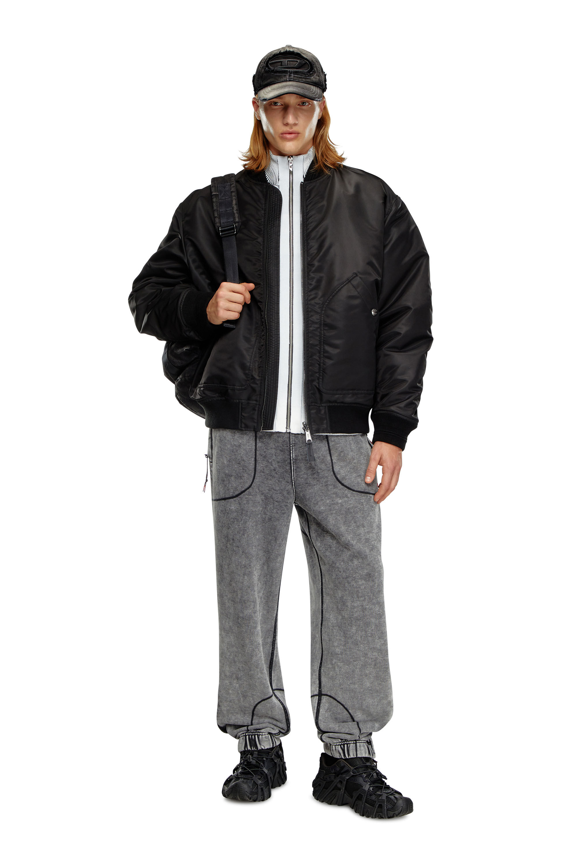 Men's Bomber in padded nylon with Oval D | Black | Diesel