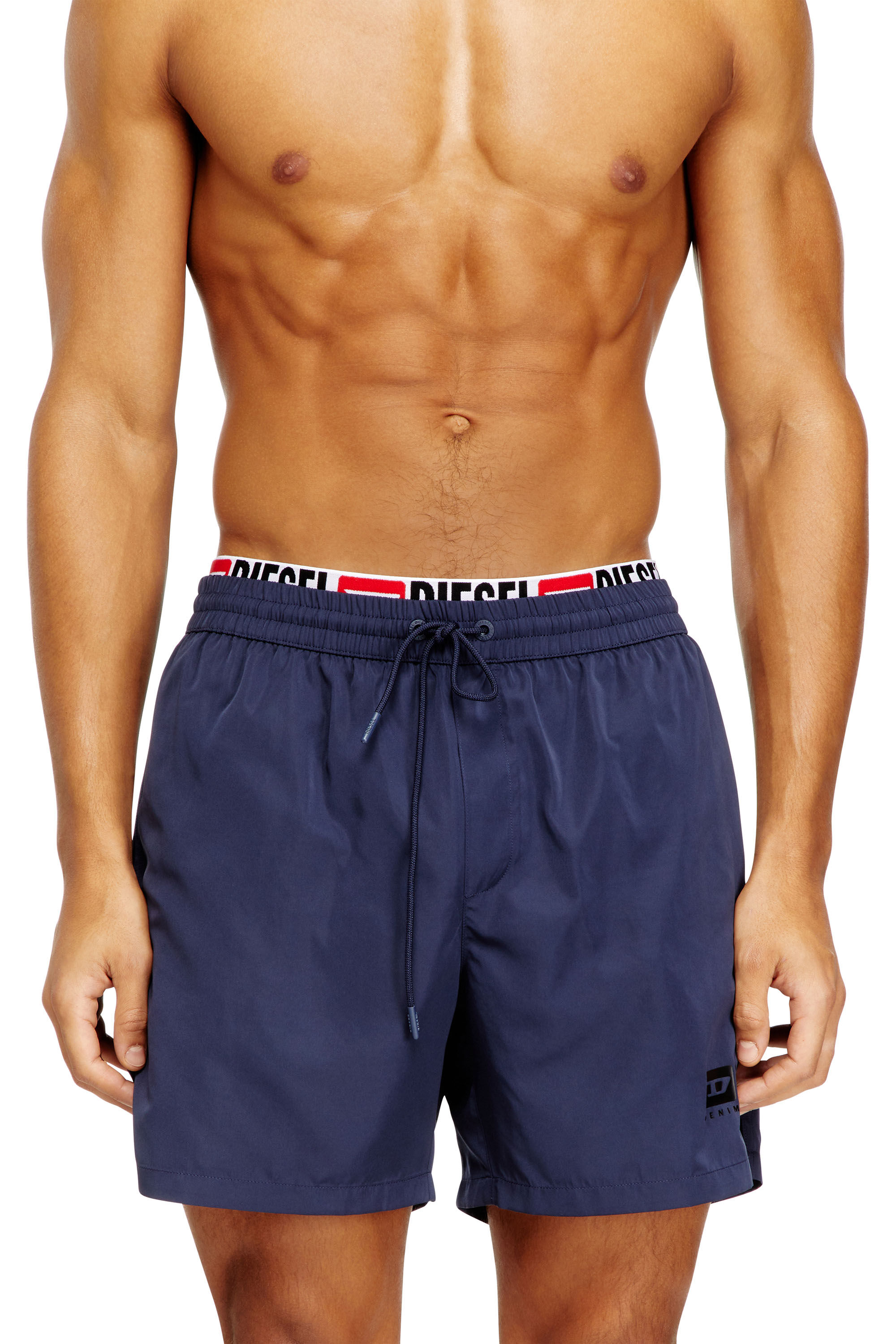 Diesel - VISPER-41-D-CORE, Man's Mid-length swim shorts with logo print in Dark Blue - 1