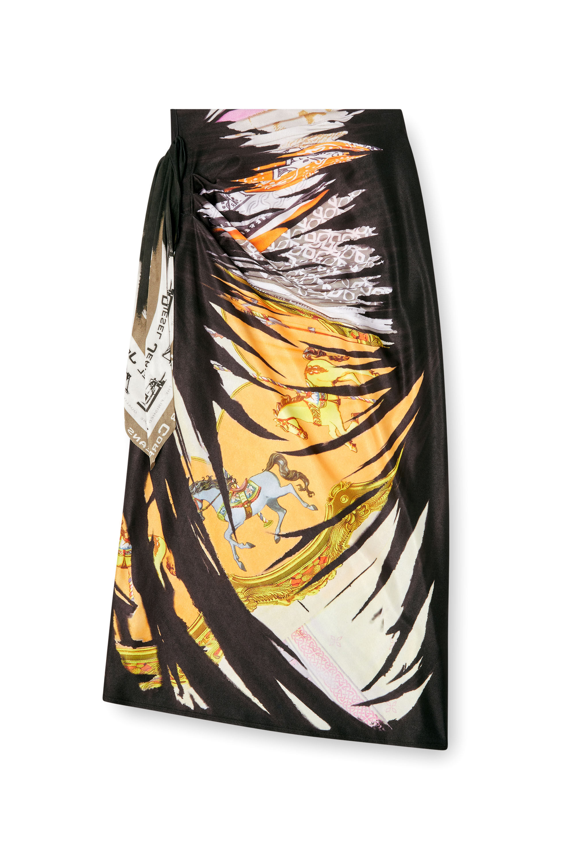 Diesel - O-PARY, Woman's Draped skirt with bandana print in Blue/White - 2