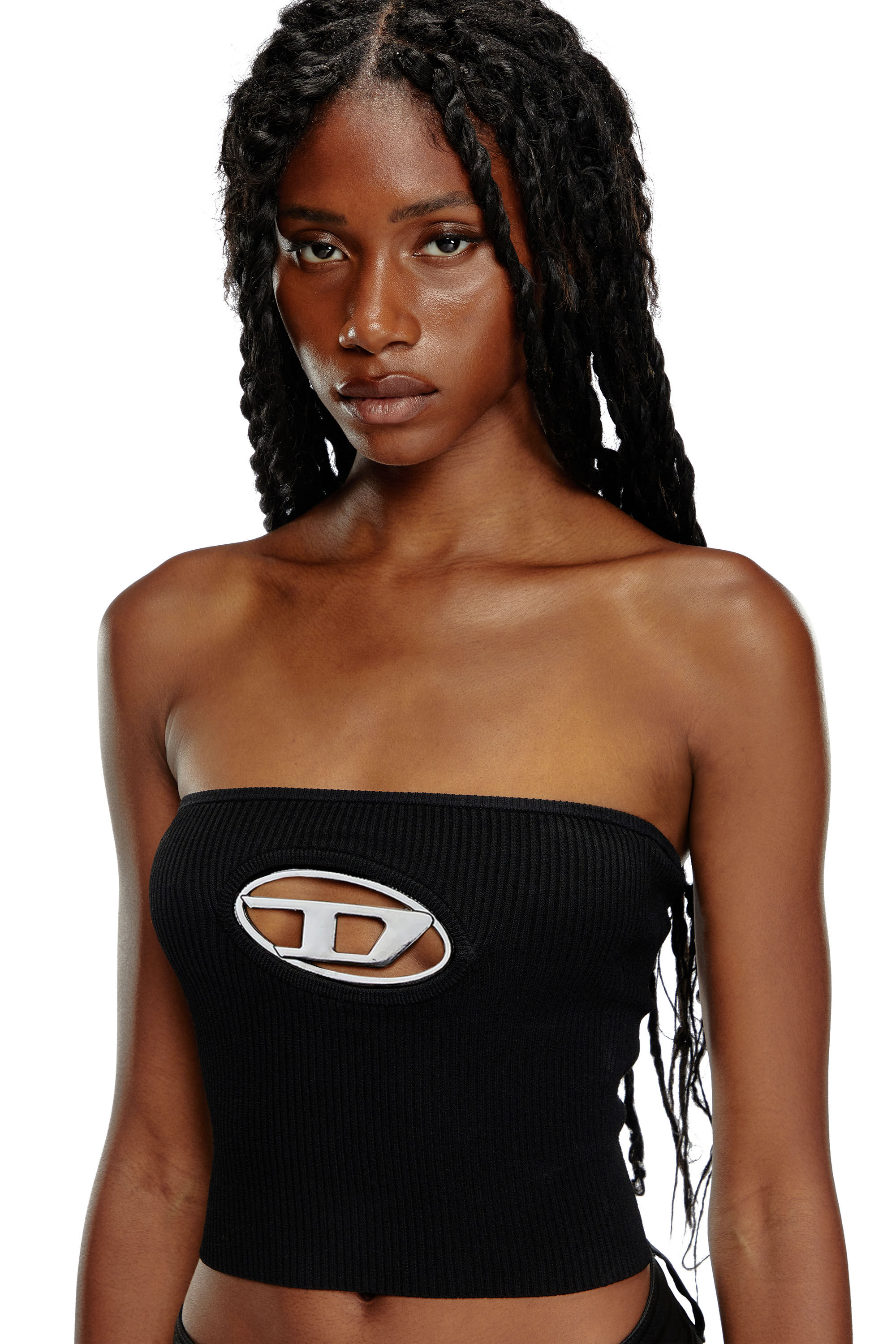M-CLARKSVILLE Woman: Bandeau ribbed Top, D logo plaque | Diesel M-CLARKSVILLE Woman: Bandeau ribbed Top, D logo plaque | Diesel
