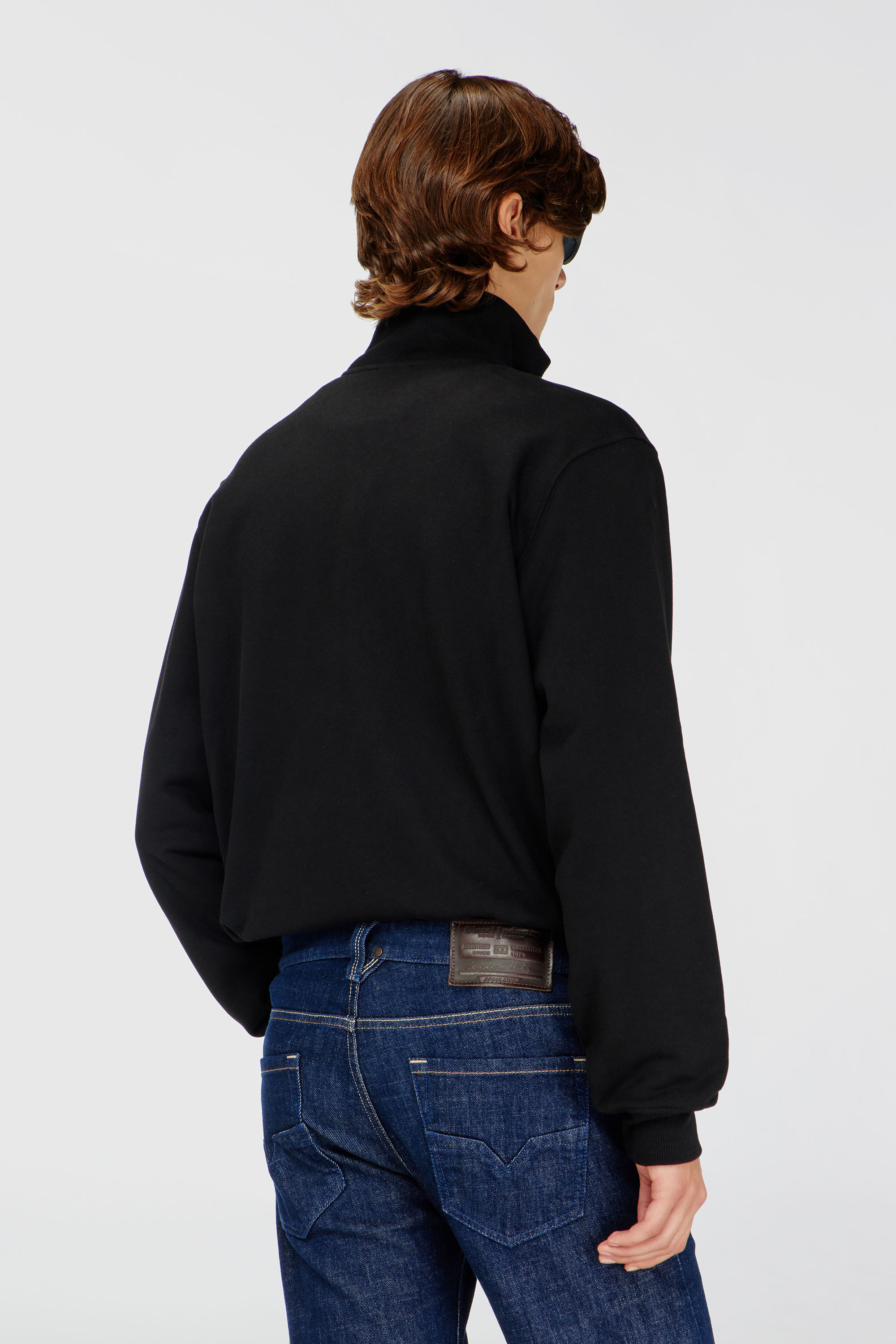 Men's Zip-up sweatshirt with metallic logo | Black | Diesel KR