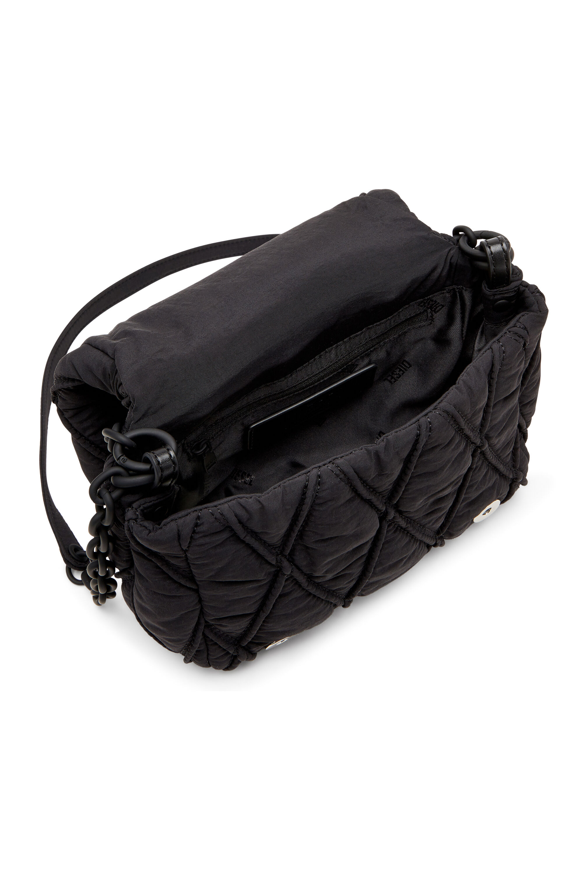 Women's Charm-D S-Small shoulder bag in quilted nylon | Black | Diesel