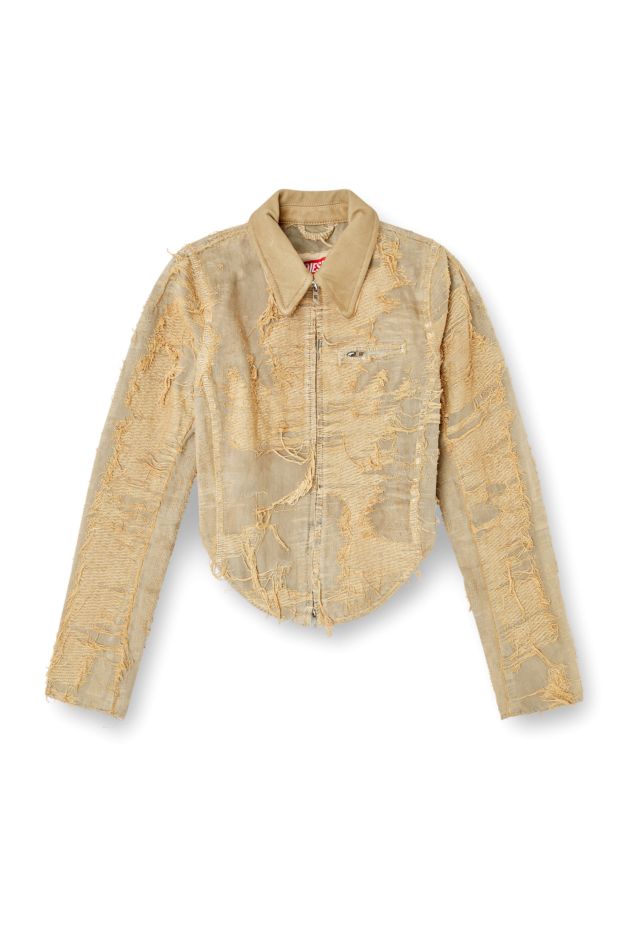Diesel - DE-NEA-FSG, Woman's Slim jacket in overdyed floating-thread denim in Light Brown - 2