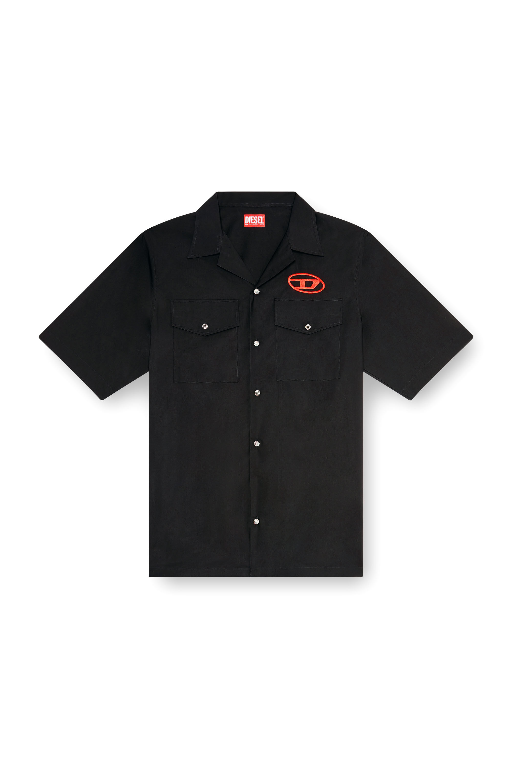 Diesel - S-MAC-22-B, Man Bowling shirt with embroidered logo in Black - Image 2