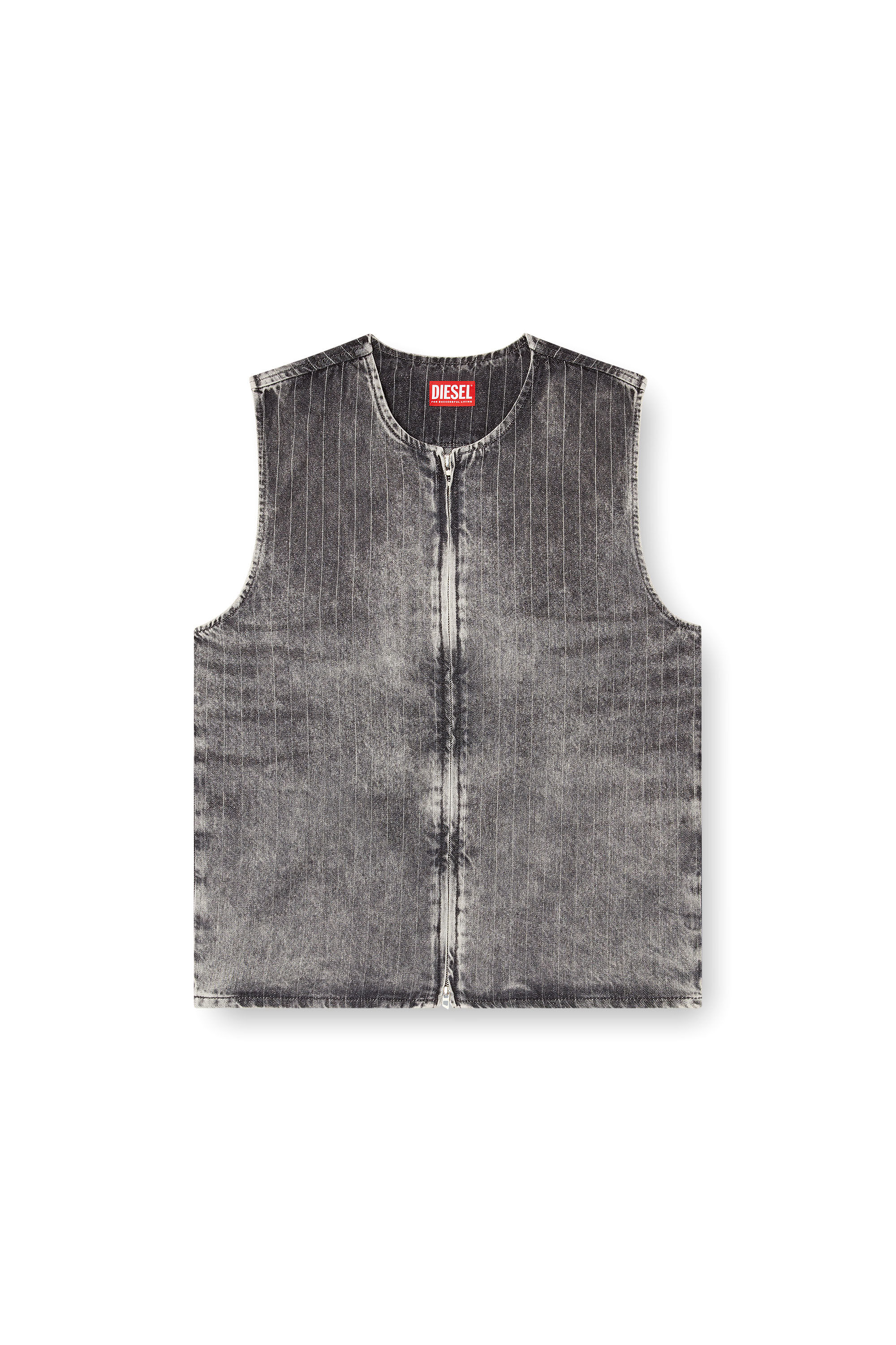 Diesel - D-SUND-S, Unisex's Vest in tailoring pinstripe denim in Grey - 2