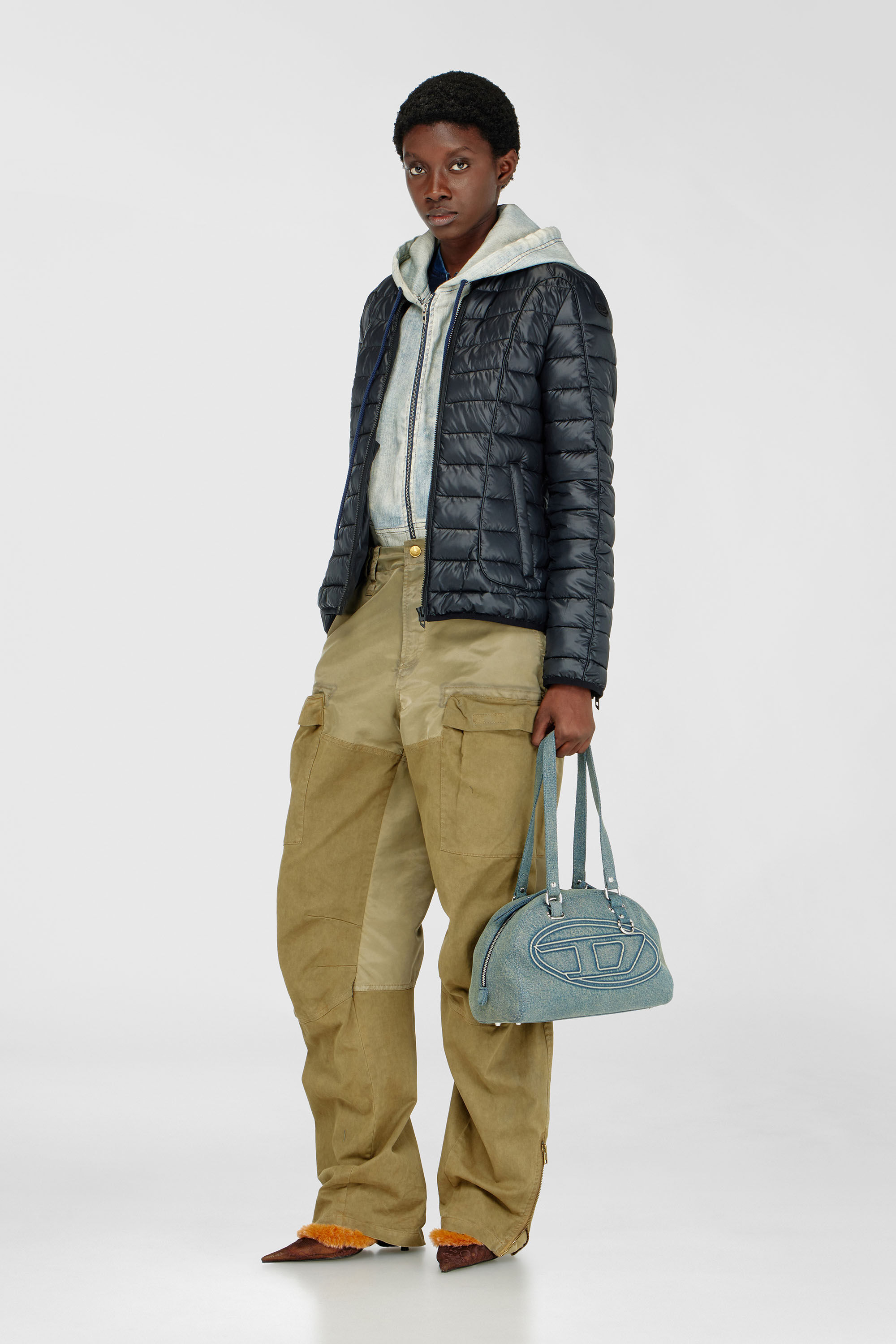Diesel - W-PILOT-FEM, Woman's Puffer jacket with biker details in Black - 1