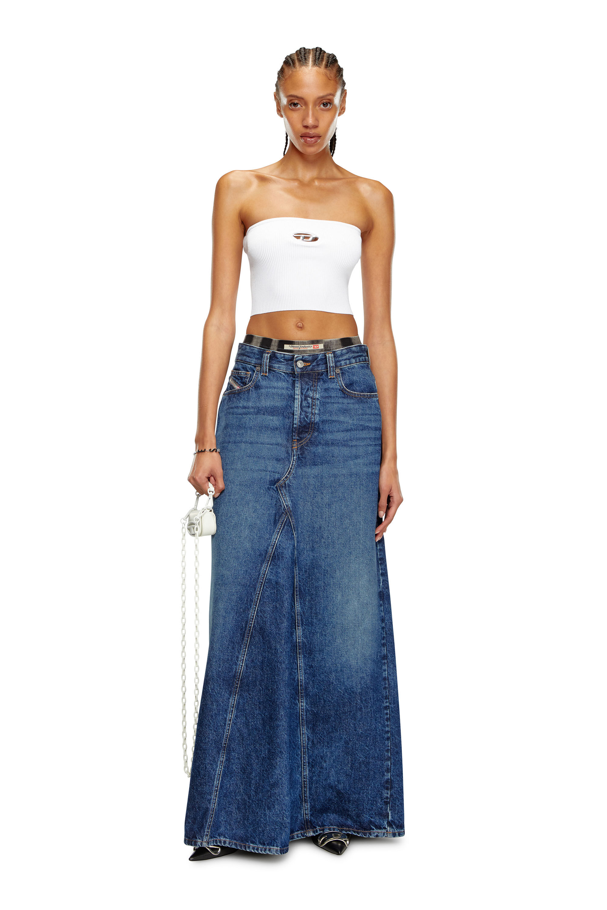 Women's Tube top with logo plaque | White | Diesel Women's Tube top with logo plaque | White | Diesel