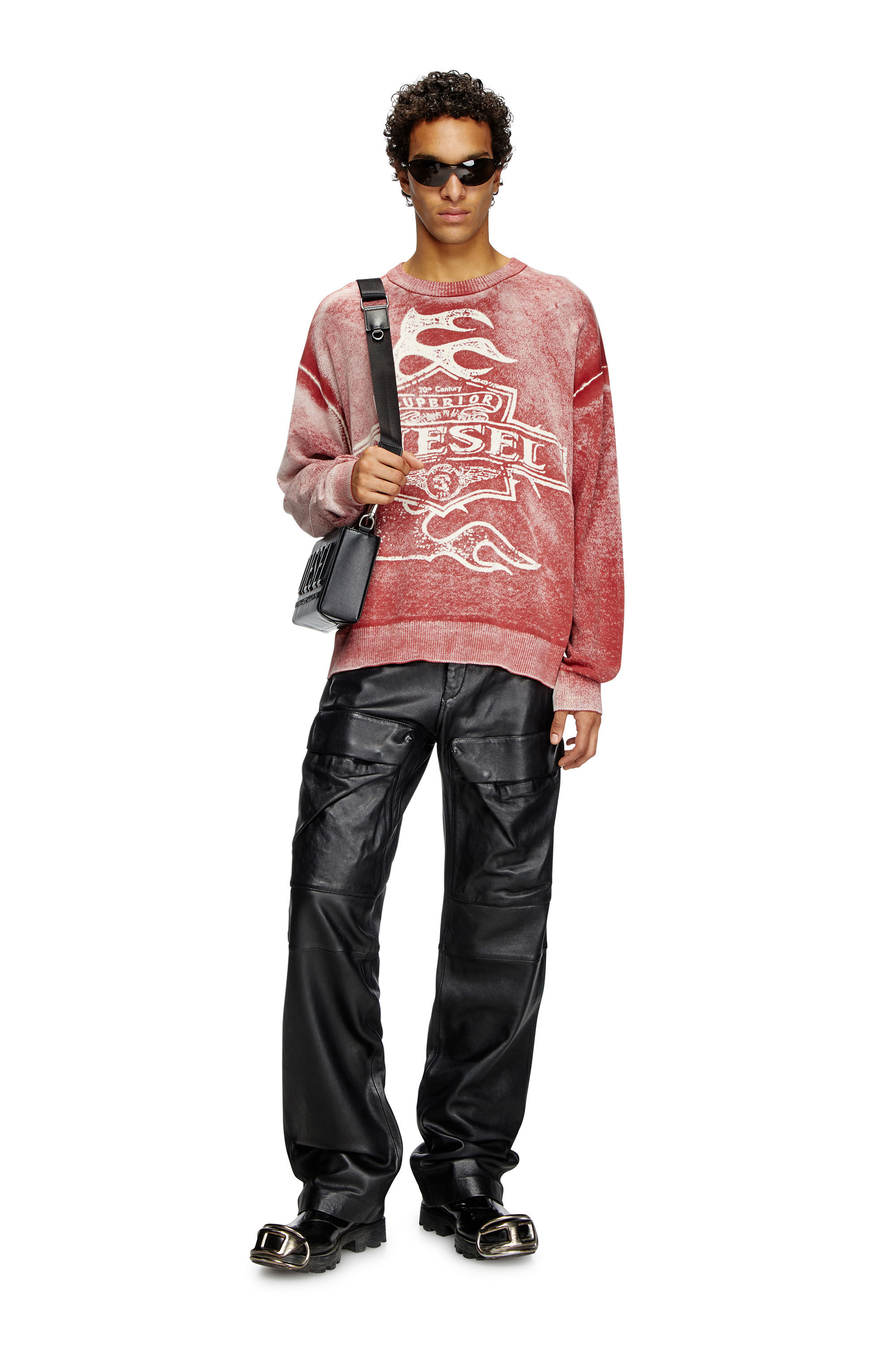Diesel - K-BELEZ, Man's Reverse-print logo jumper in Red - 1