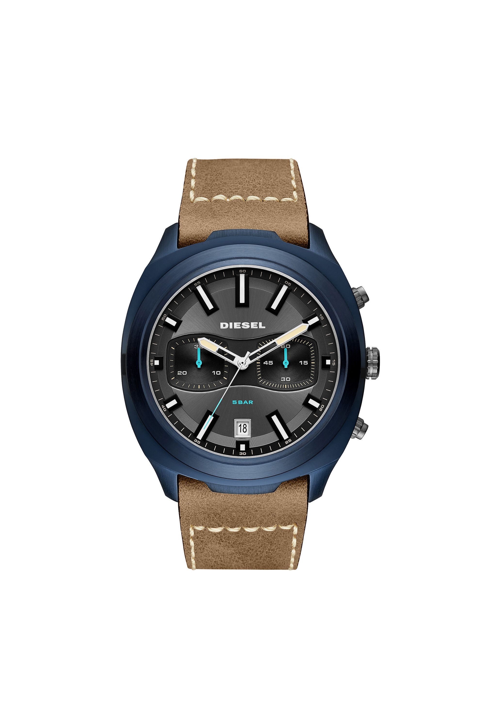 DZ4490 Man Tumbler chronograph watch in brown leather Diesel