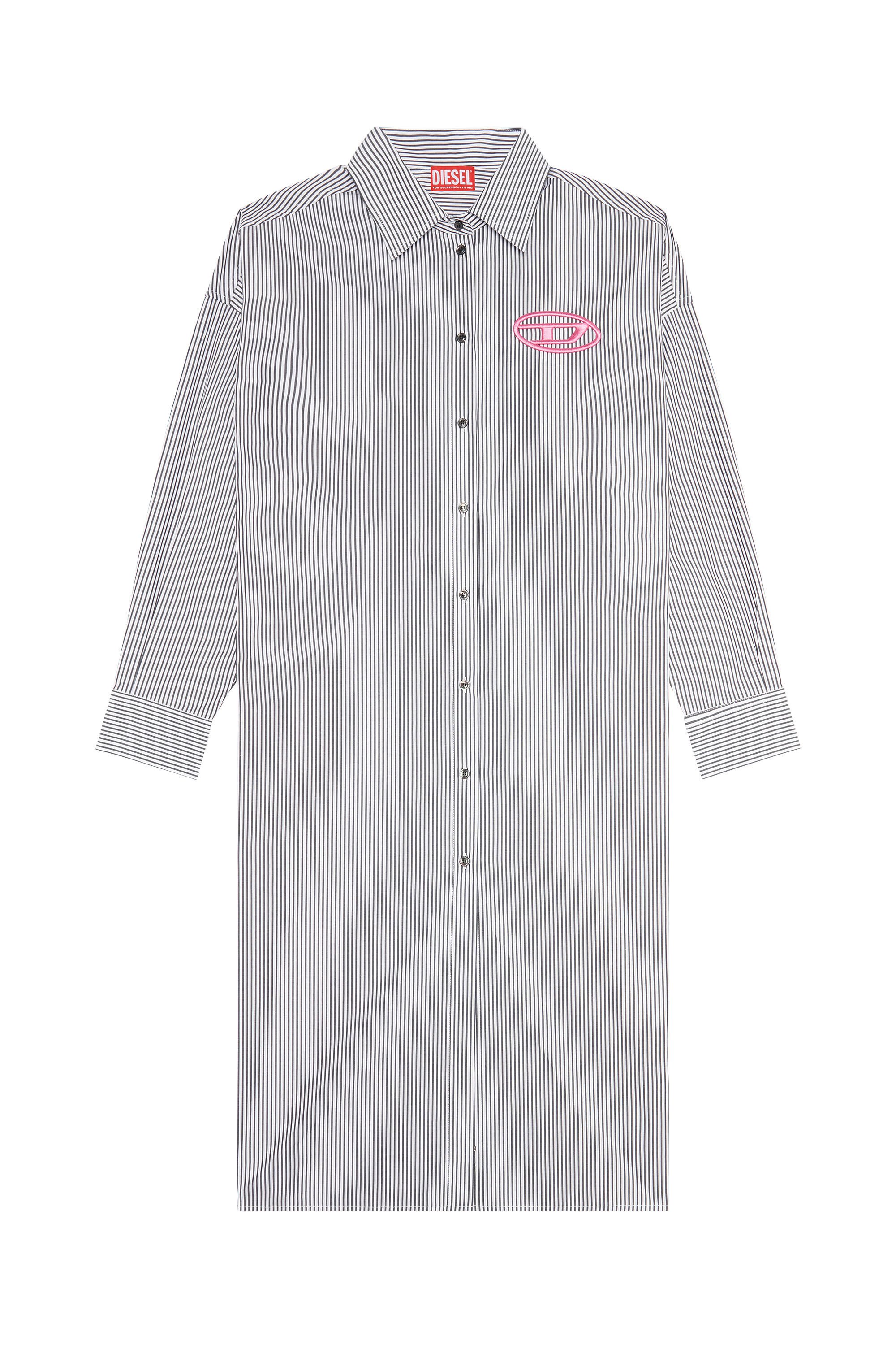 Diesel - D-LUN-STRIPE, Woman Striped shirt dress with logo embroidery in Multicolor - Image 2