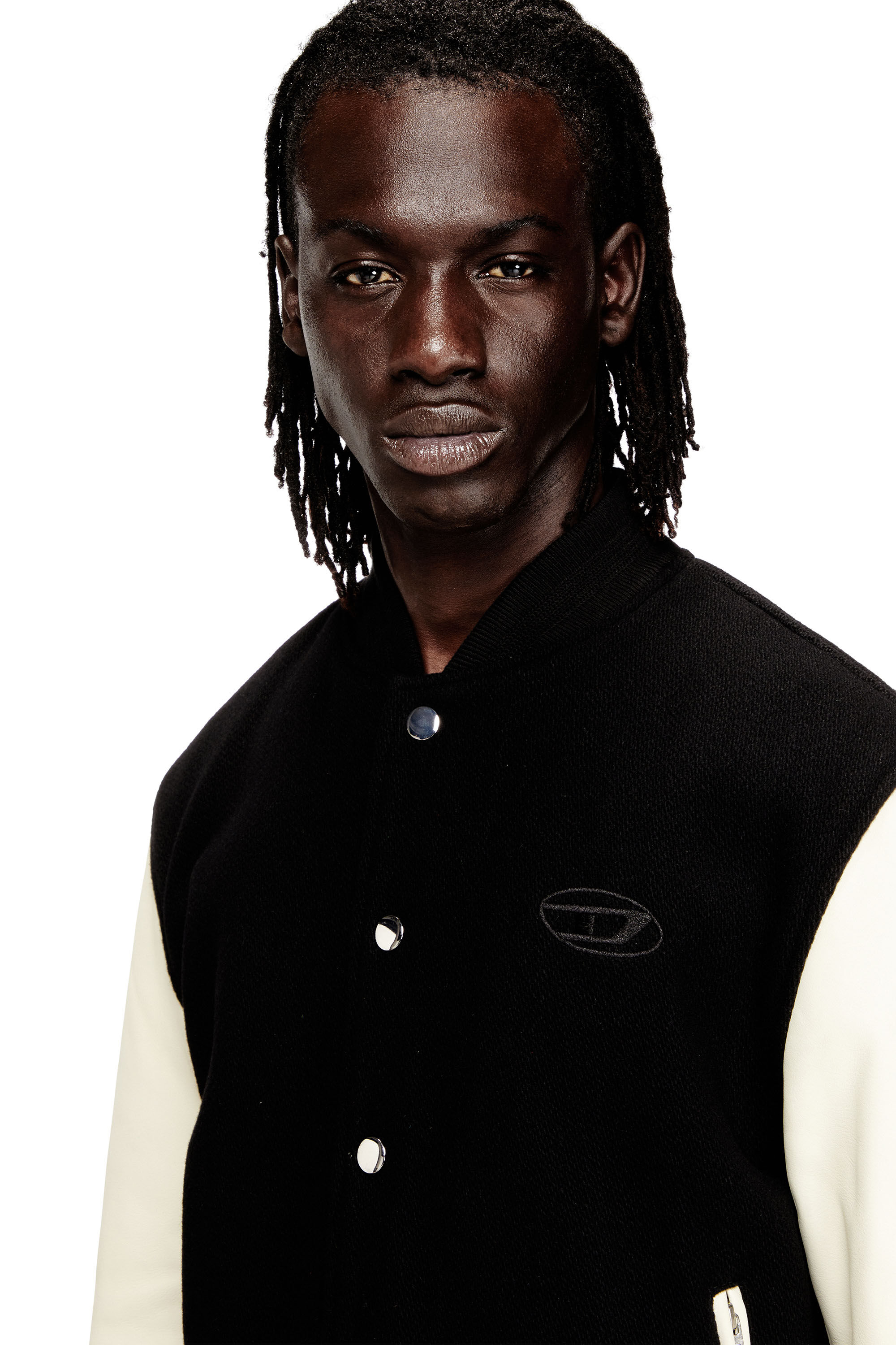 Diesel - L-ARRY-WRD, Man's Bomber jacket in wool blend and leather in null - 5