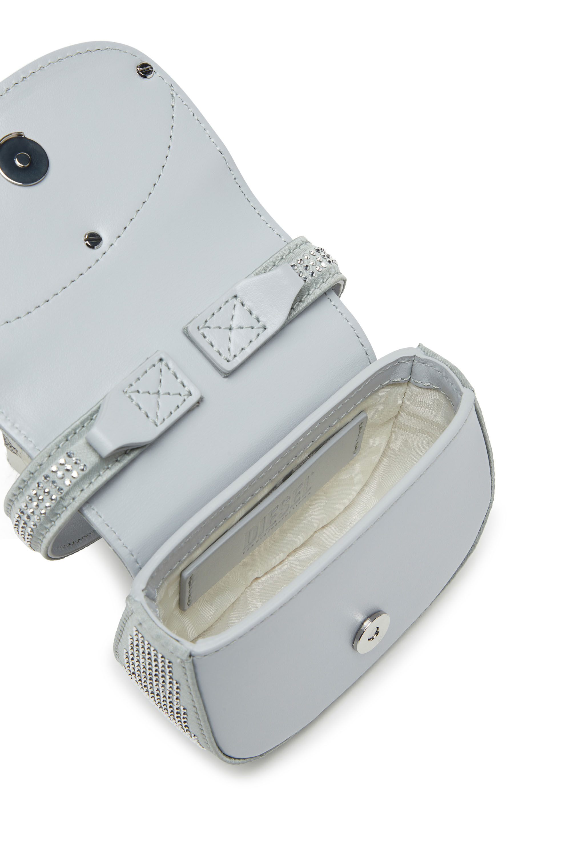 Diesel - 1DR XS, Woman 1DR XS Cross Bodybag - Iconic mini bag in crystal satin in Silver - Image 5