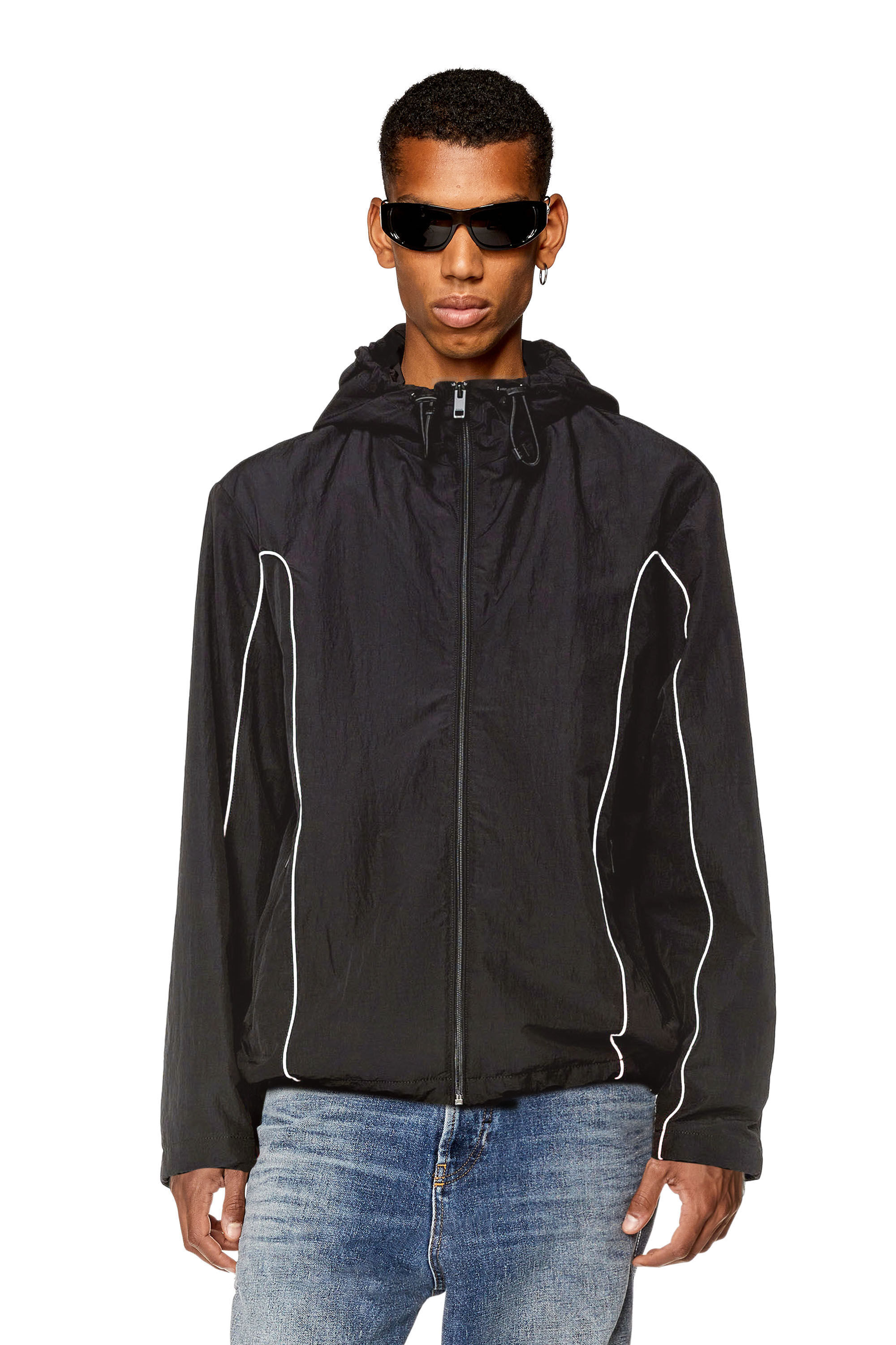 dieselジャケット Men's Windbreaker with contrast piping | Black | Diesel