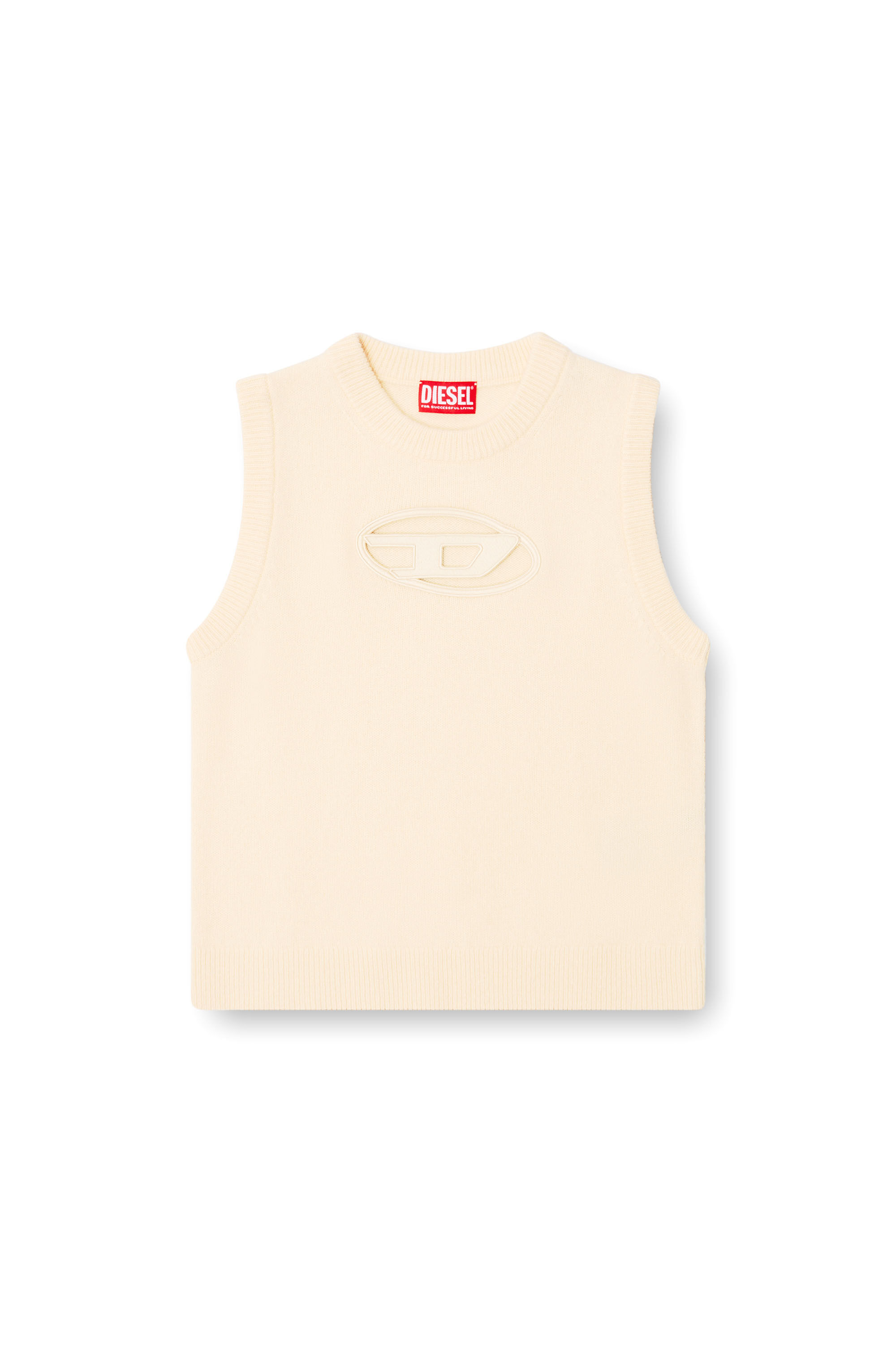 Diesel - M-ARGARIN-SL, Woman's Knit tank top in cashmere blend in Beige - 2