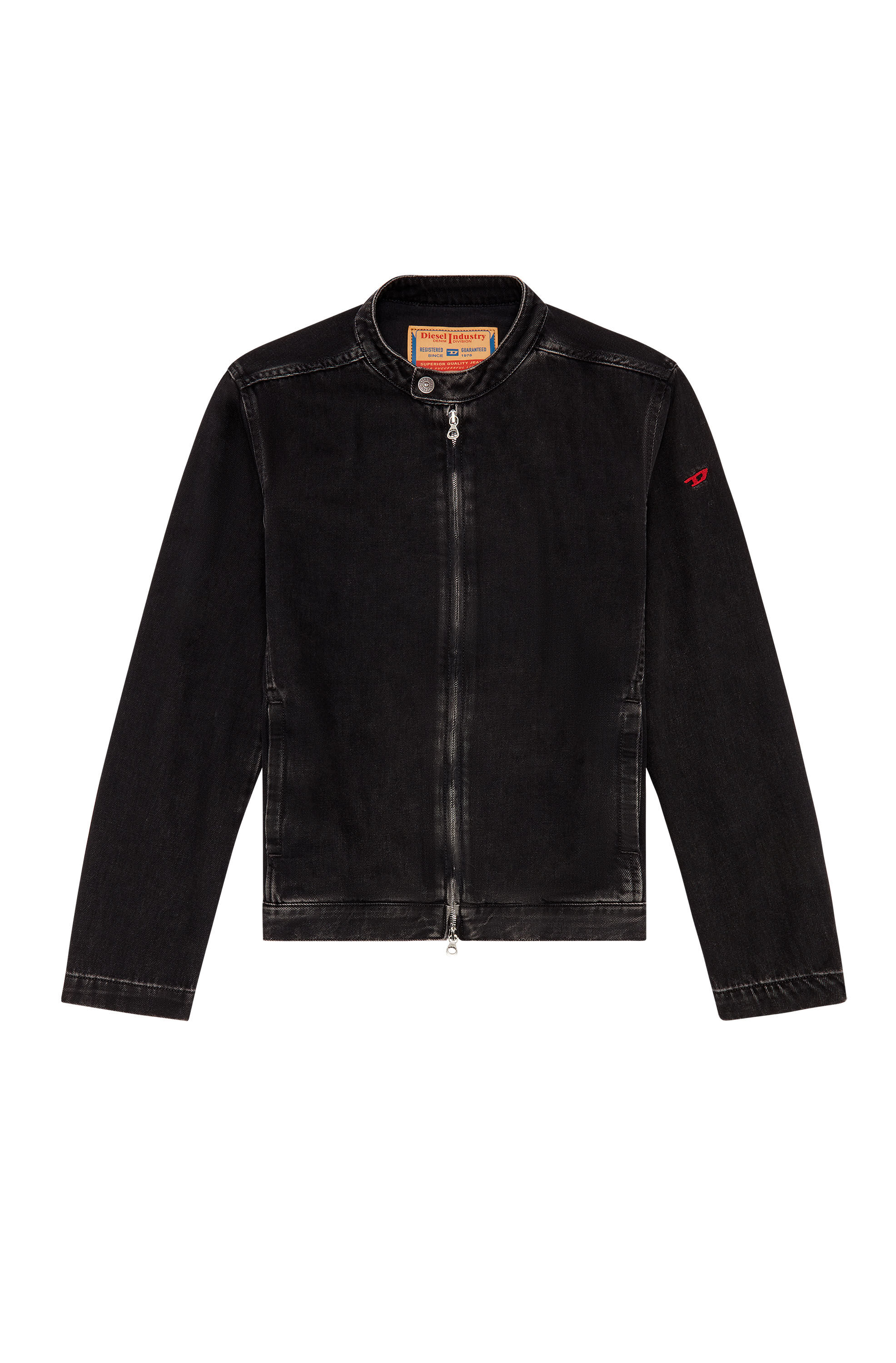 Men's Moto Racer jacket in clean-wash Denim | Black | Diesel
