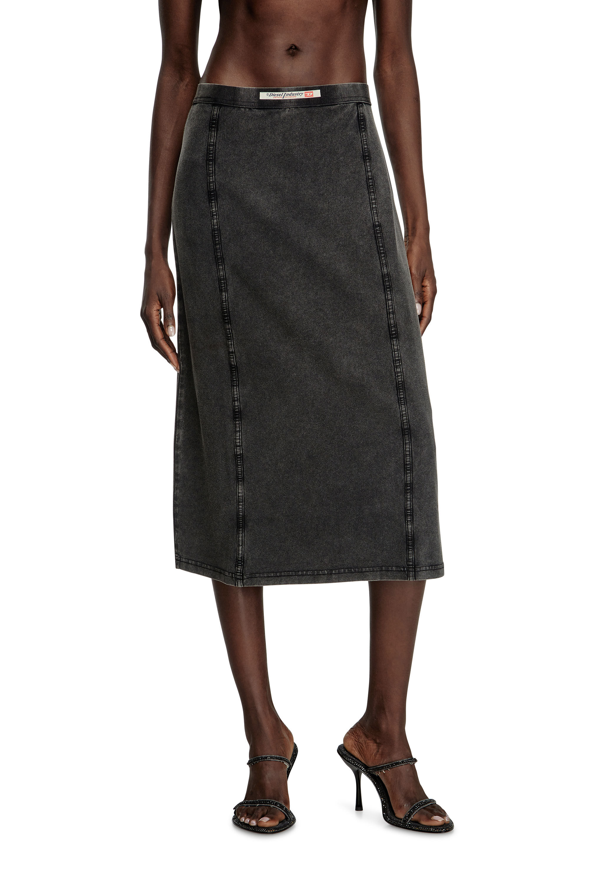 Diesel - O-ALLEGRA, Woman's Midi skirt with denim effect in Black - 3