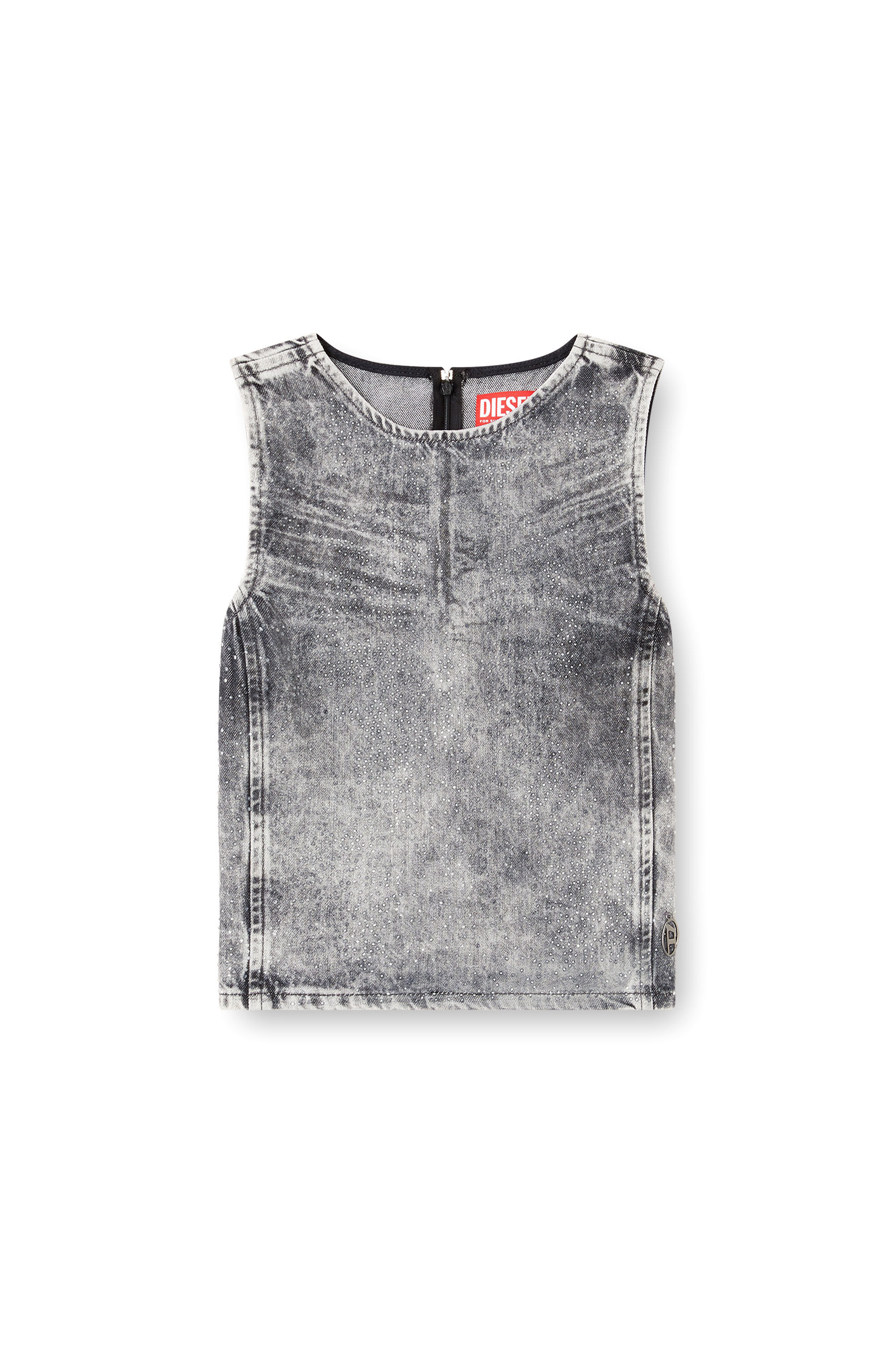Diesel - DE-PINAR-S, Woman's Sleeveless top in crystal denim in Dark grey - 2