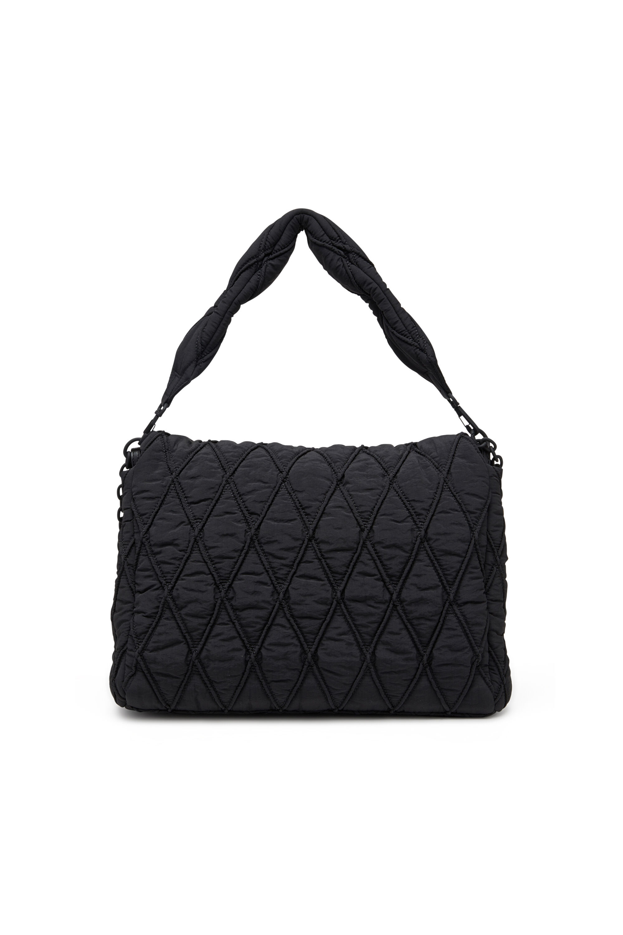 Women's Charm-D-Large shoulder bag in quilted washed nylon | Black