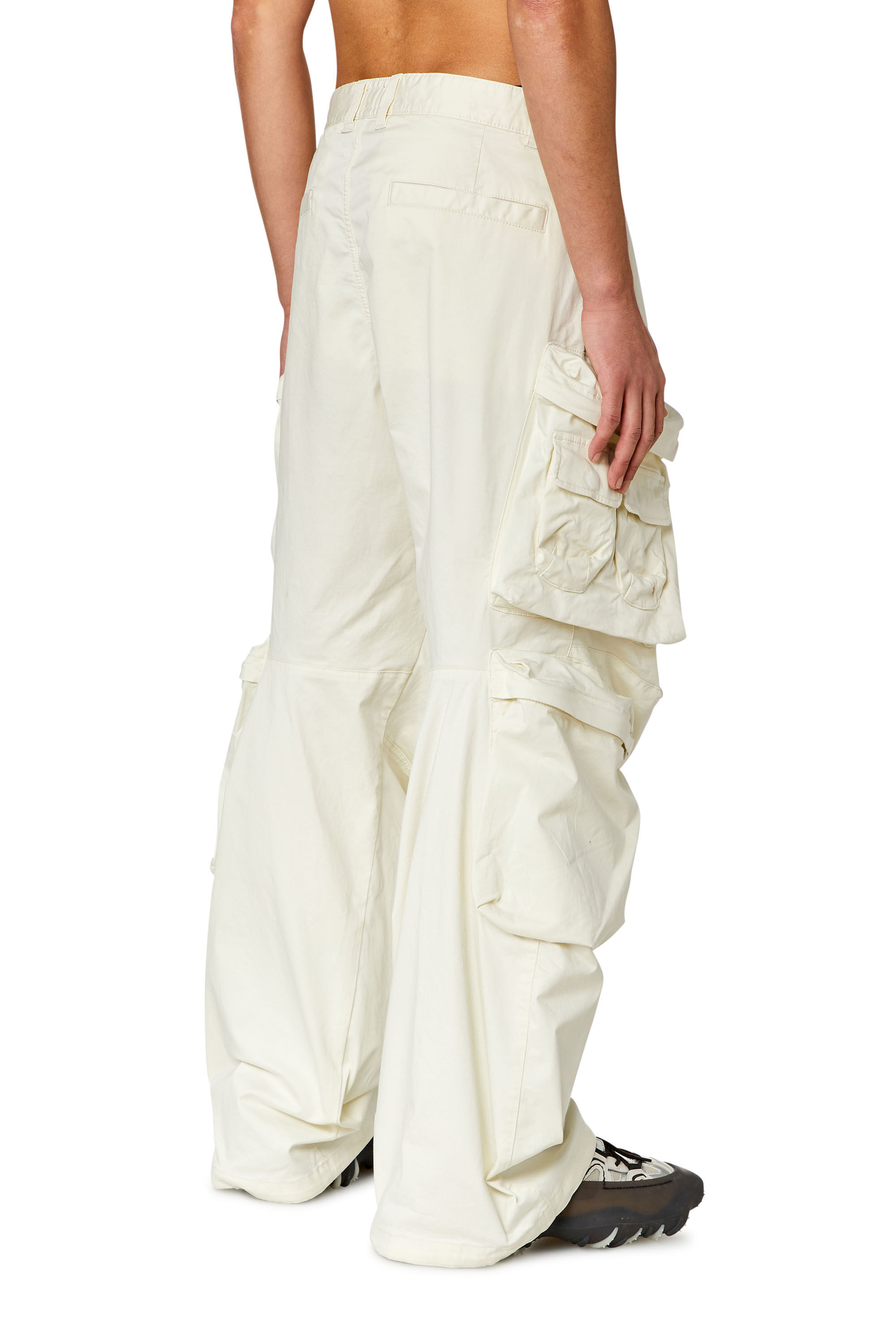 Diesel - P-HUGES-NEW, Man Cargo pants in stretch cotton satin in White - Image 2