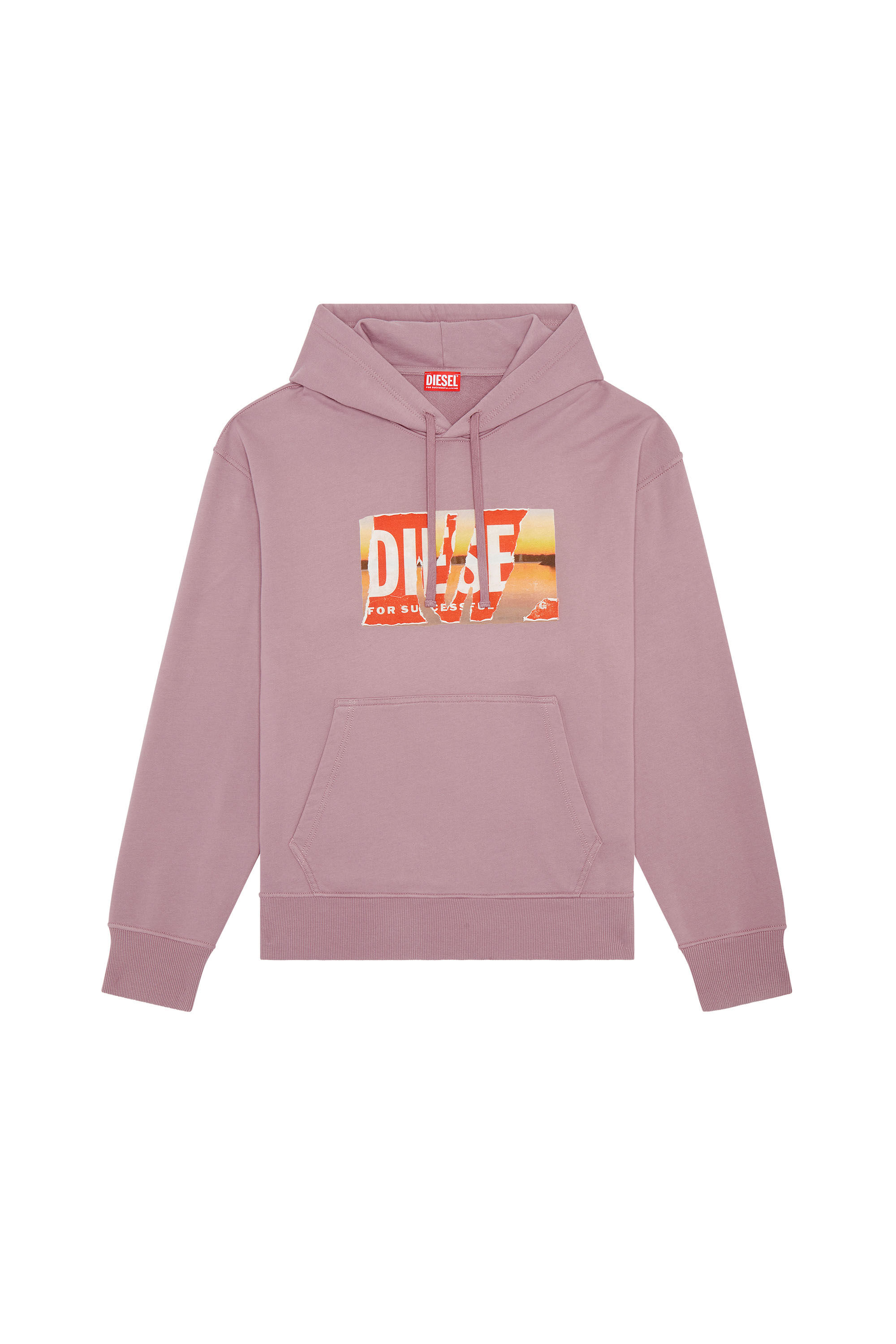 Diesel - S-MACS-HOOD-POFF-L1, Man's Oversized hoodie with peel-off logo in Violet - 2