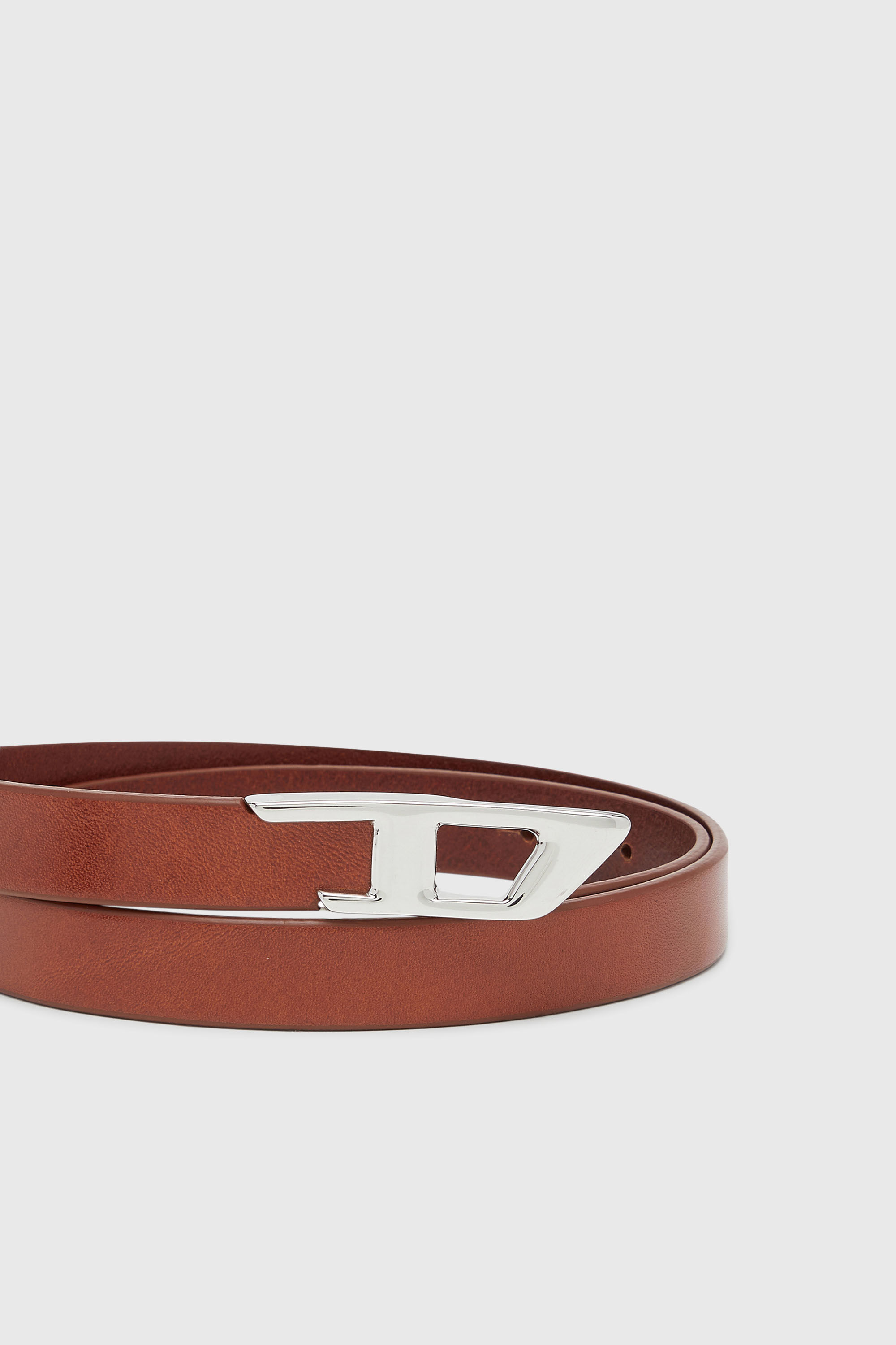 Diesel - B-D LOGO 2.0 20, Woman's 2 cm leather belt with metal D buckle in Brown - 3
