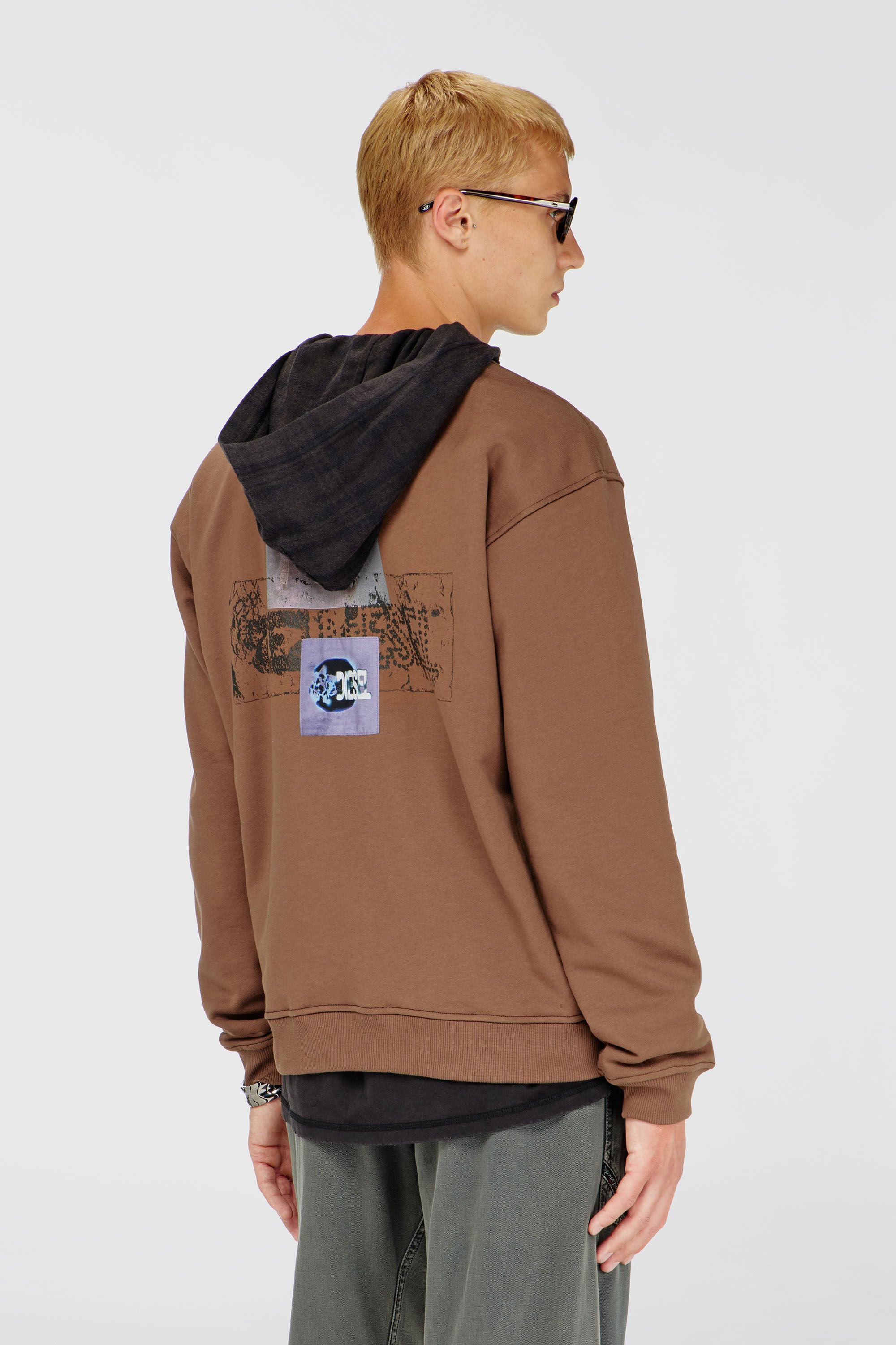 Diesel - S-NORM-AA6, Man's Sweatshirt with graphic prints and patches in Brown - 4