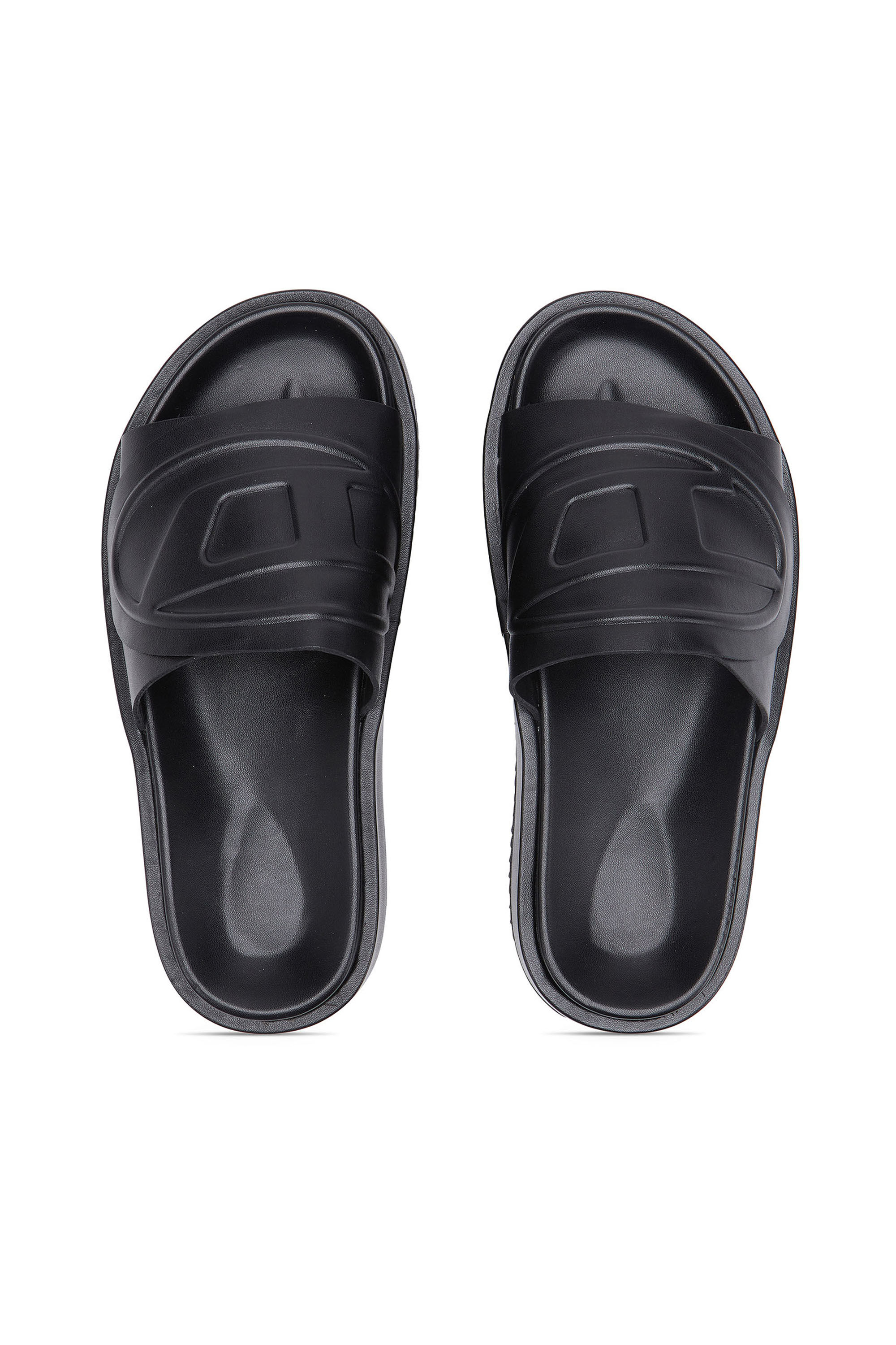 Women s Sa Slide D Slide sandals with Oval D strap Black Diesel