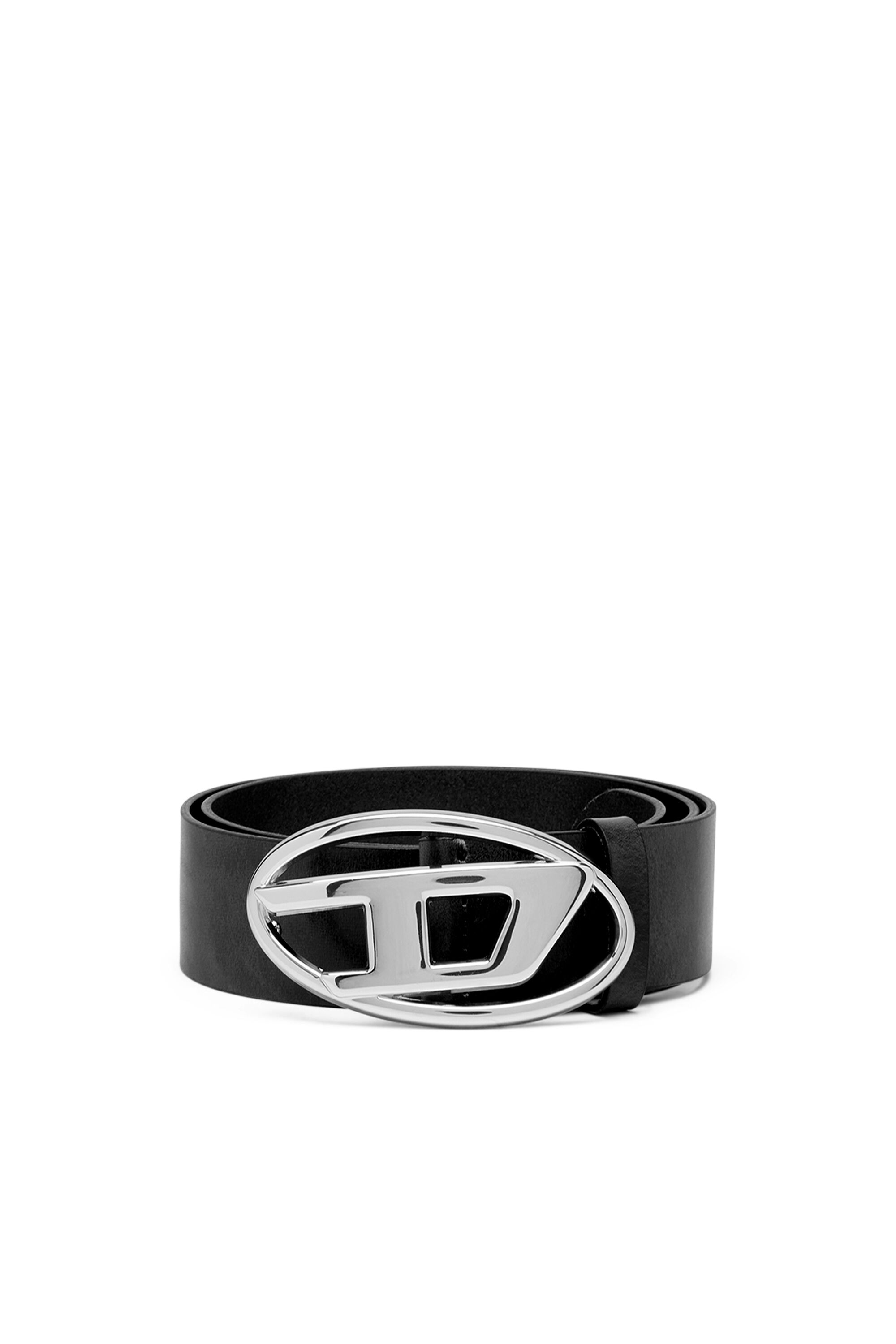 B 1DR Woman leather Belt with silver D logo buckle Diesel
