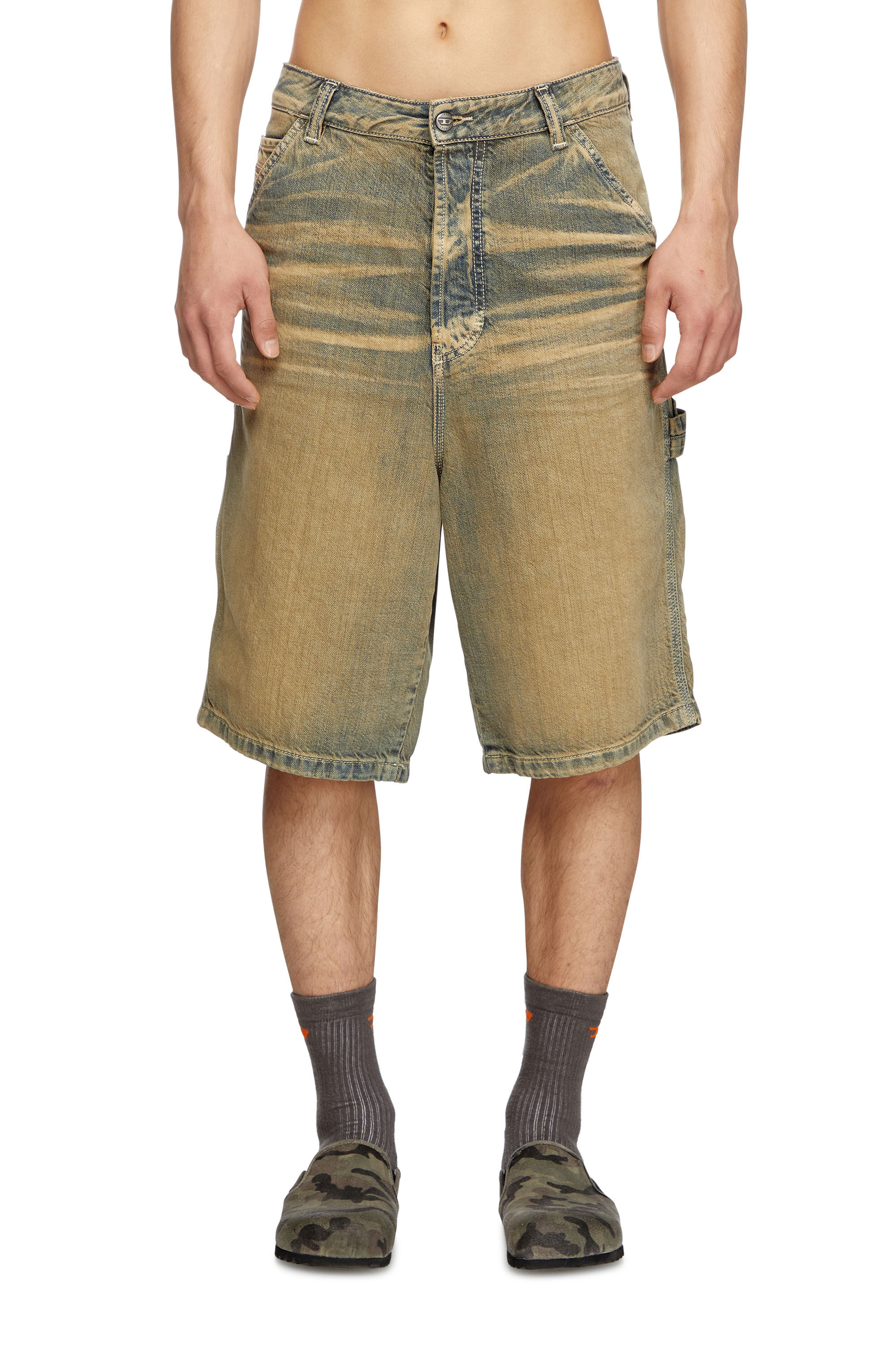 Men's Utility shorts in gold-brush denim | Multicolor | Diesel