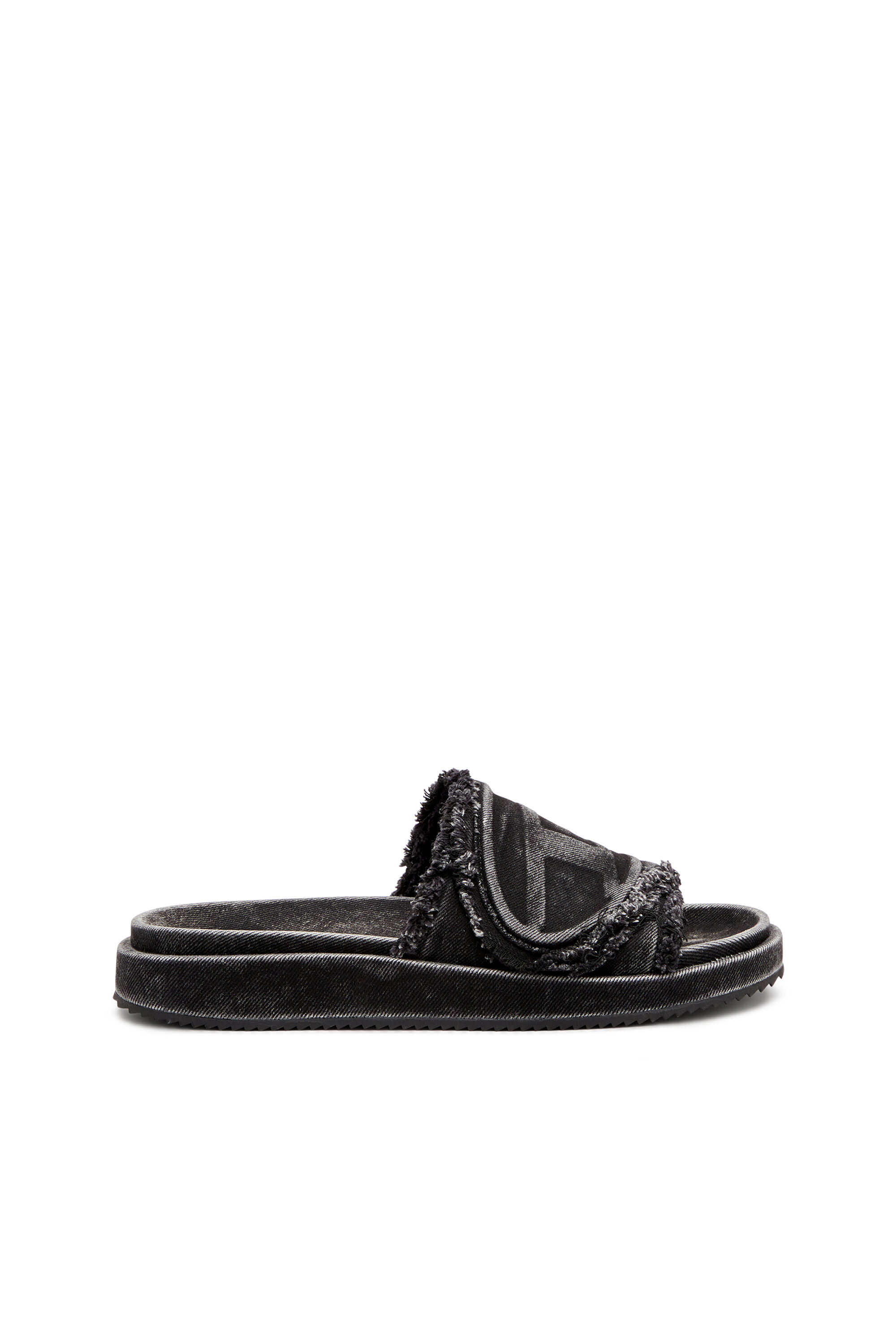 Women's Sa-Slide D-Distressed denim slides | Black | Diesel