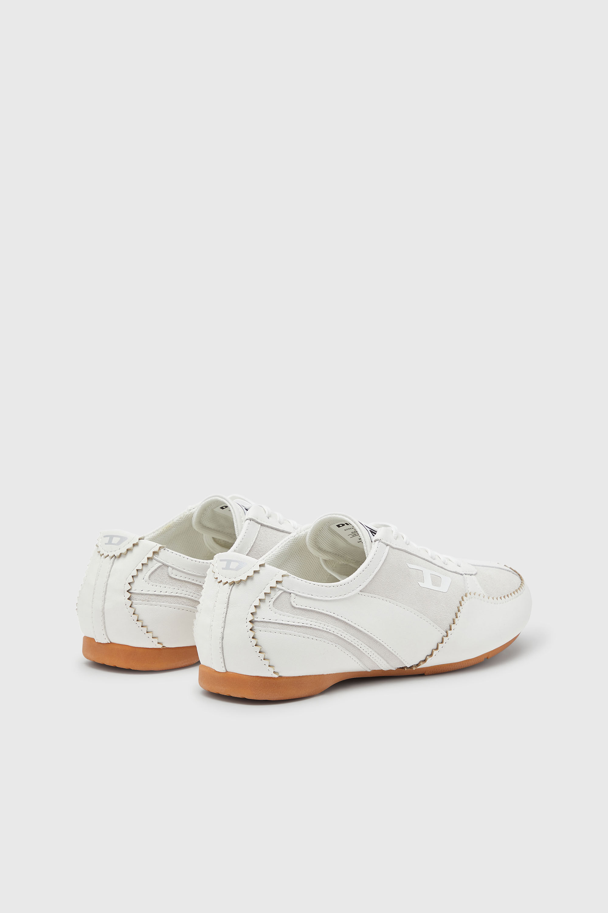 Diesel - D-MILE LOW W, Woman's D-Mile-Flat sneakers in leather and suede in White - 3