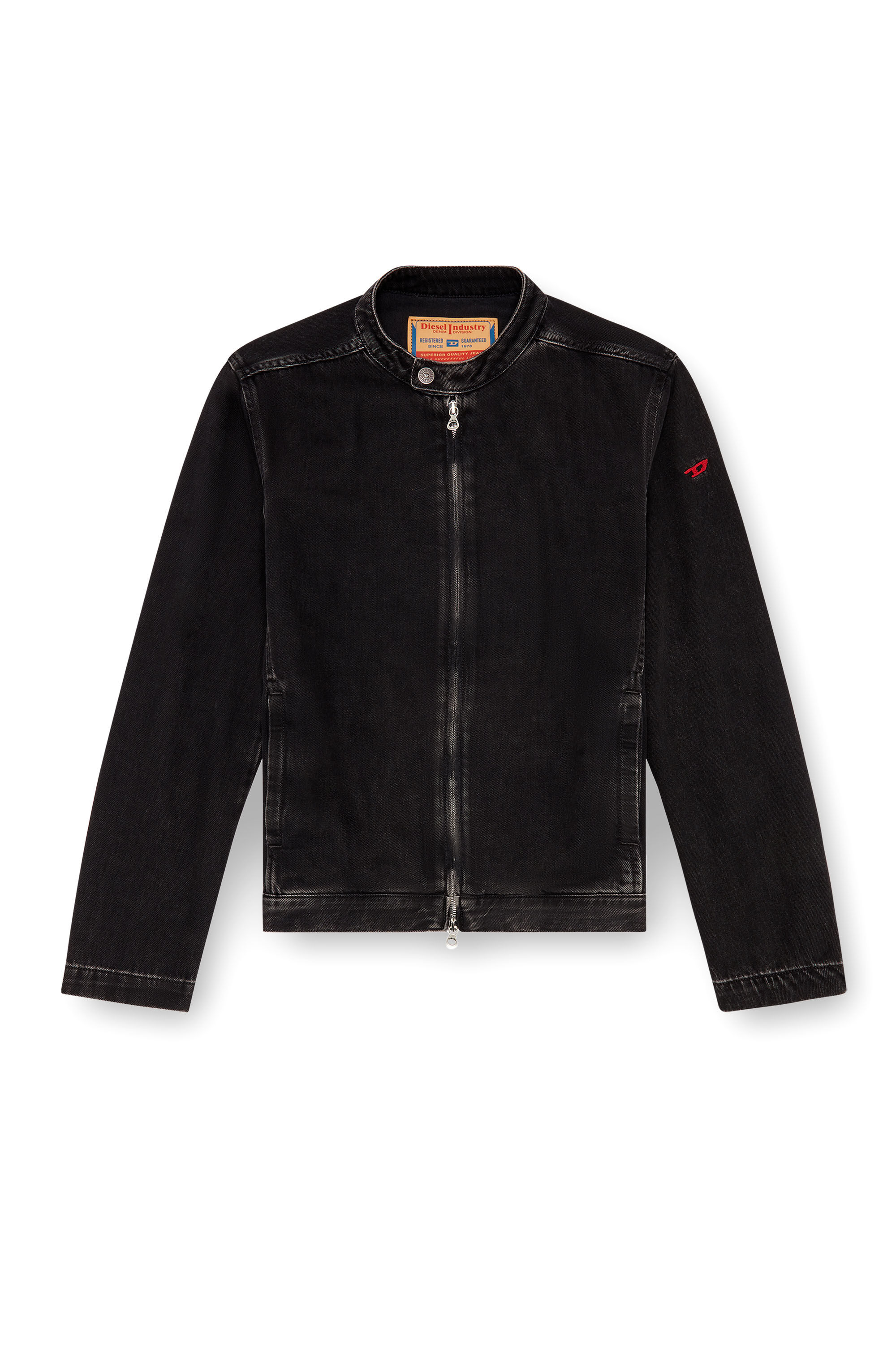 Men s Moto Racer jacket in clean wash Denim Black Diesel