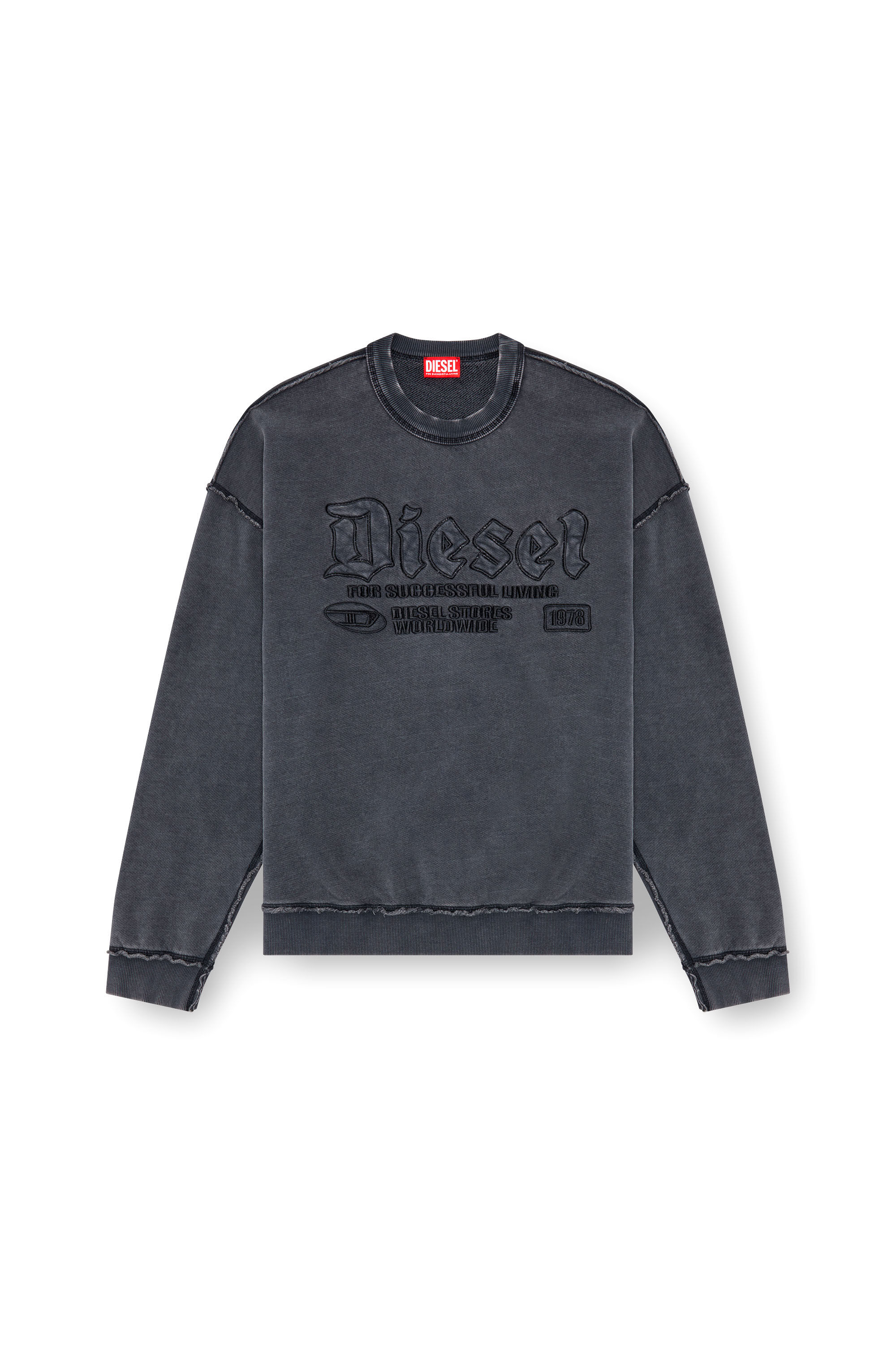 Diesel - S-BOXT-RAW, Man's Sweatshirt with logo embroidery in Black - 2
