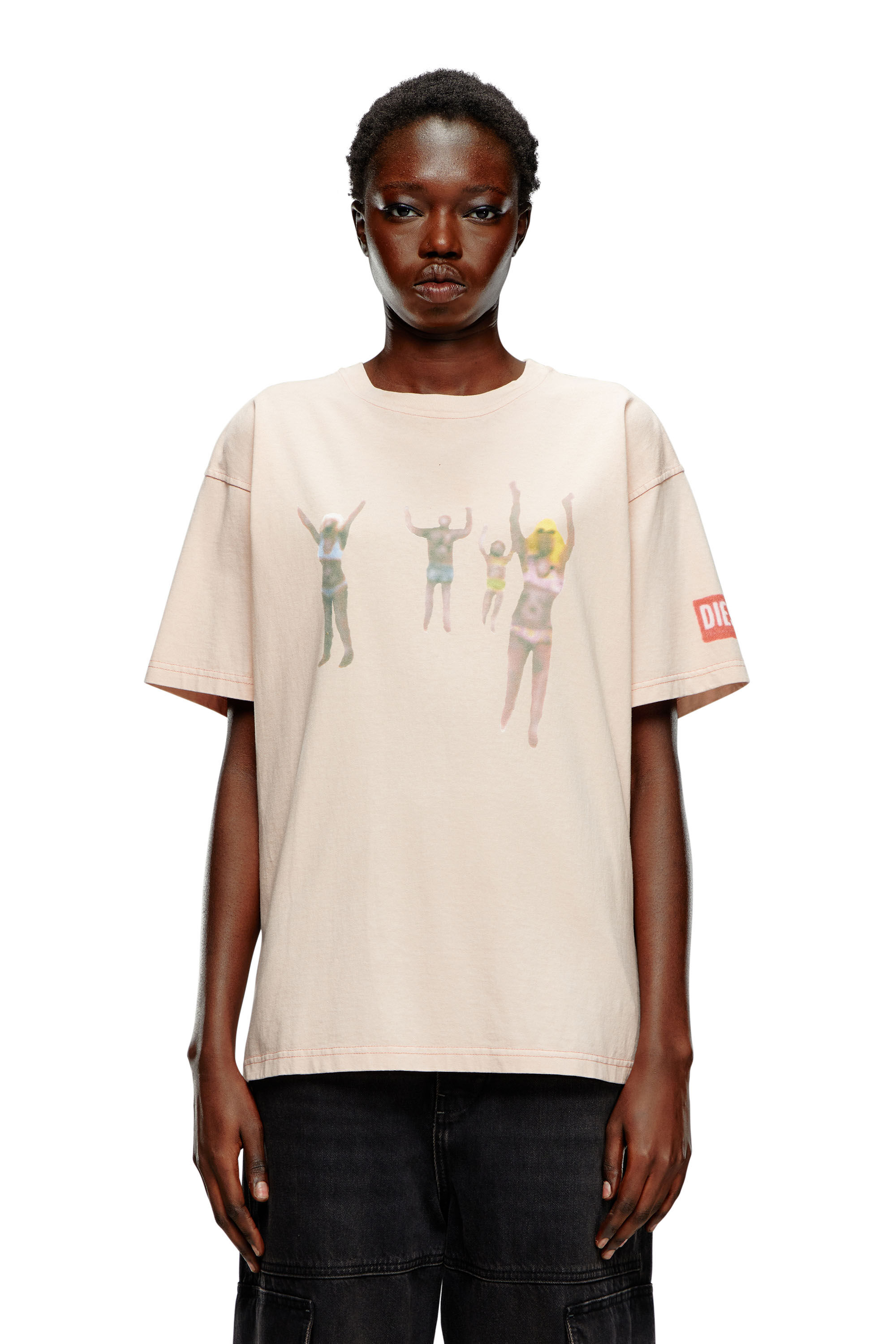 Diesel - T-BUXT-N8, Woman's T-shirt with airbrush body prints in Face Powder - 2