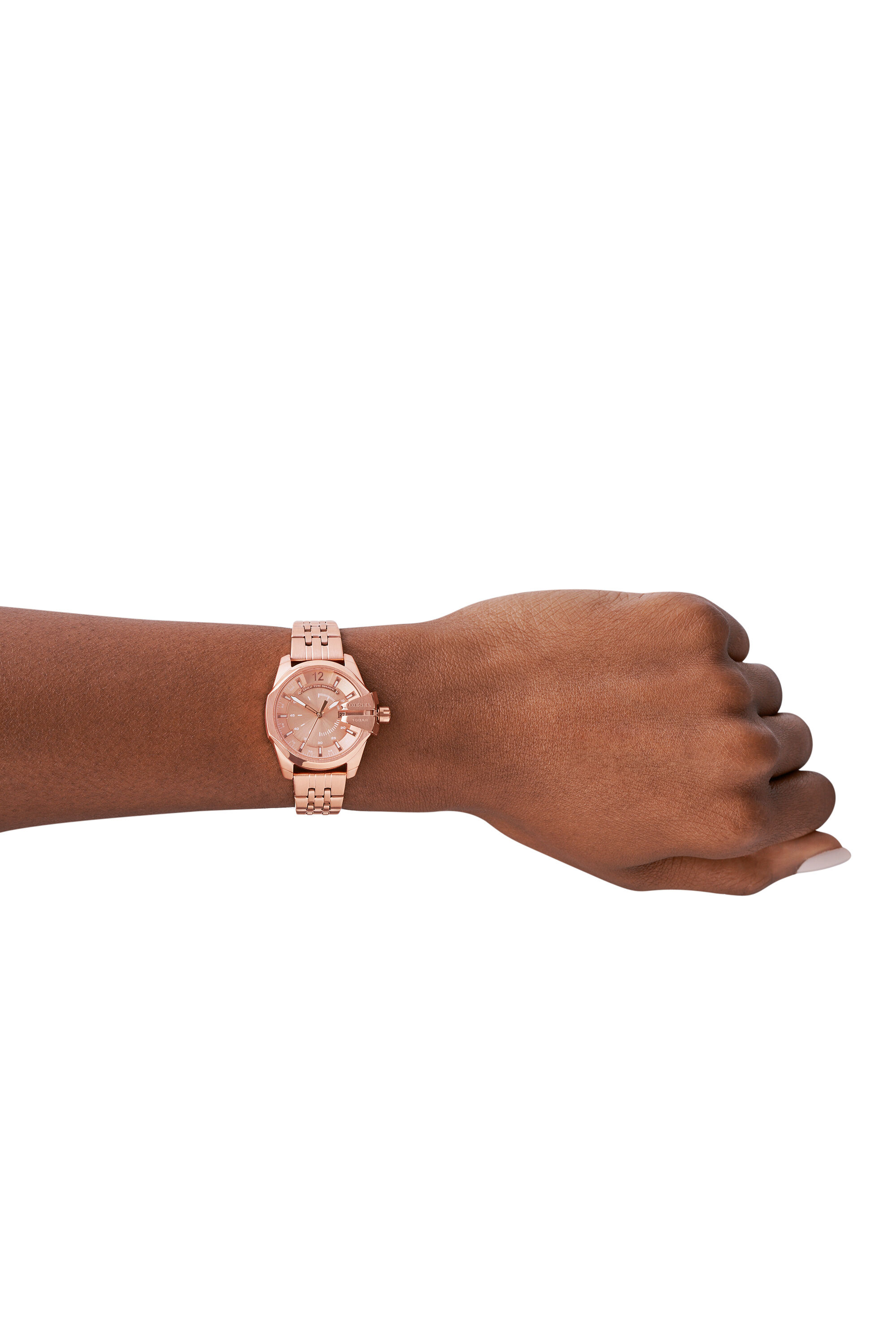 DZ5602 Woman: Baby Chief three-hand rose gold steel watch | Diesel