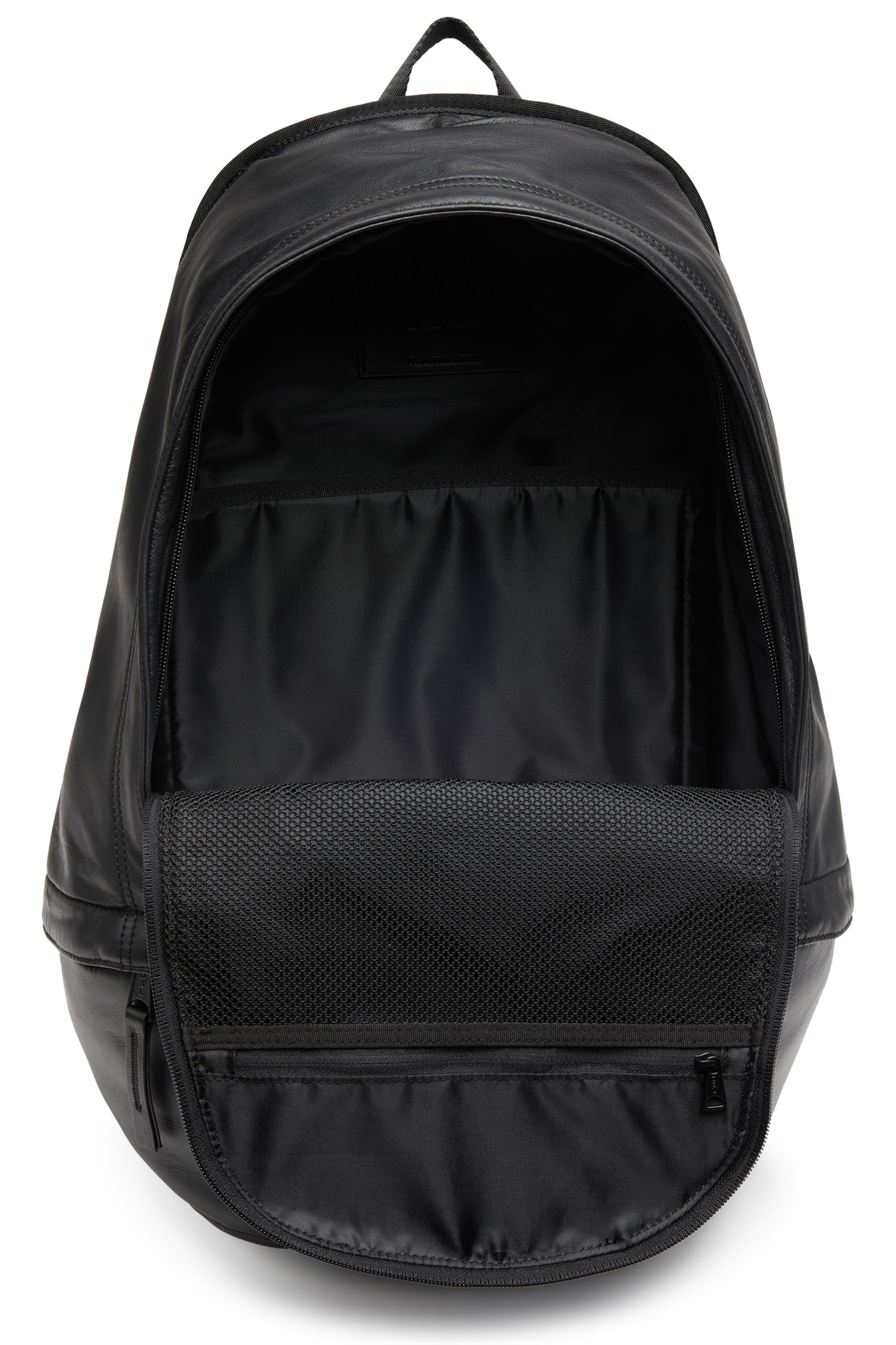 Men's Rave-Leather backpack with metal D | Black | Diesel