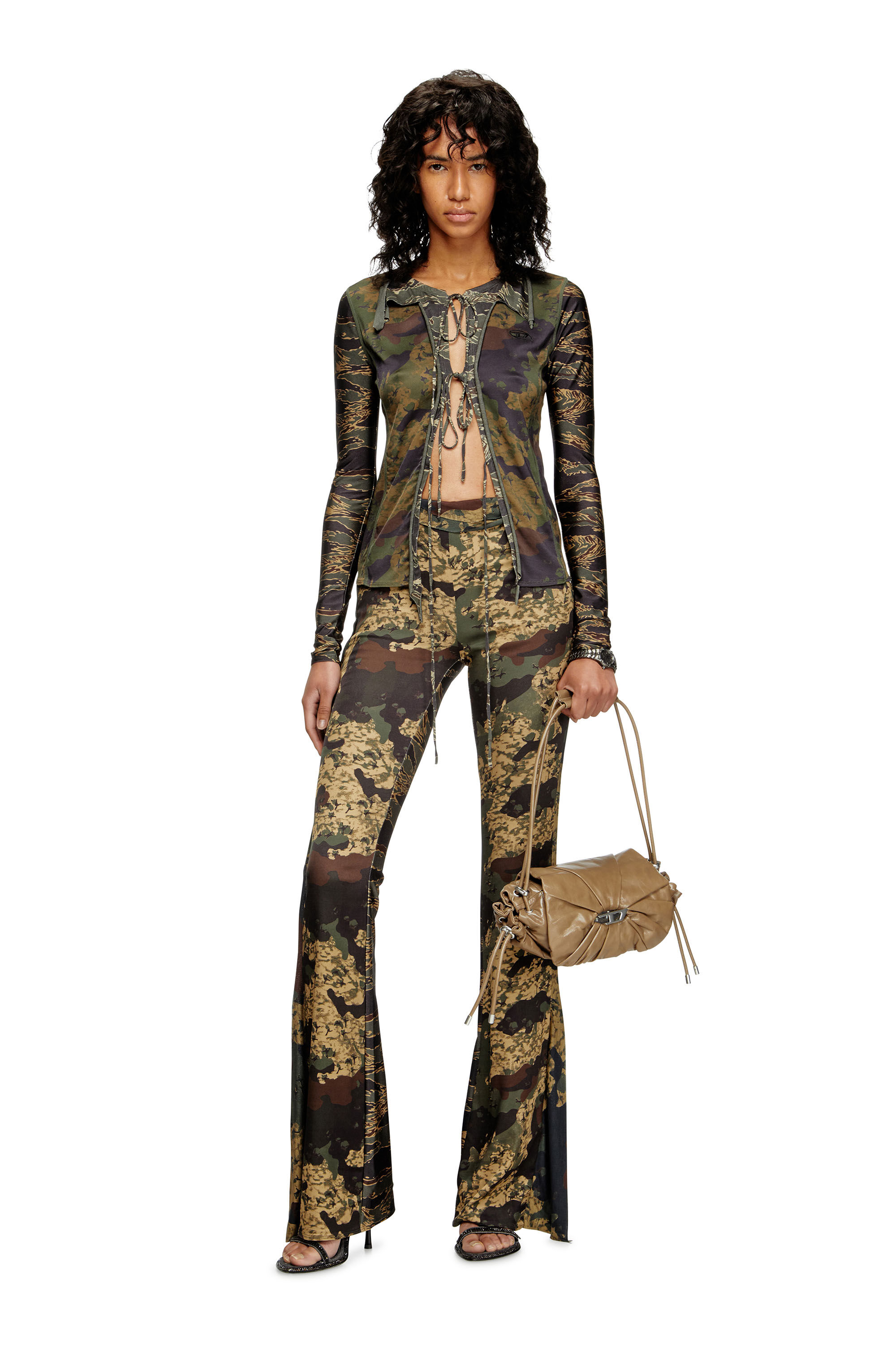 DIESEL★P-Affal カモ ジャズパンツ 送関込み Women's Jazz pants with mixed camo prints | Green | Diesel